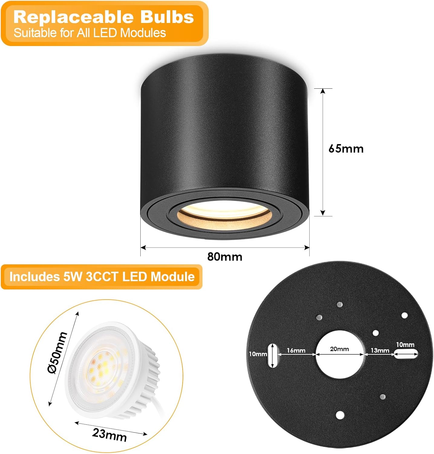 Faretto da Soffitto LED Dimmerabile IP44 - 4 Pezzi - immagine 4