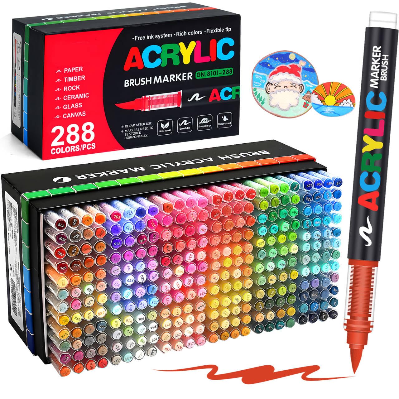 Laconile Set 288 Pennarelli Acrilici Brush Pen