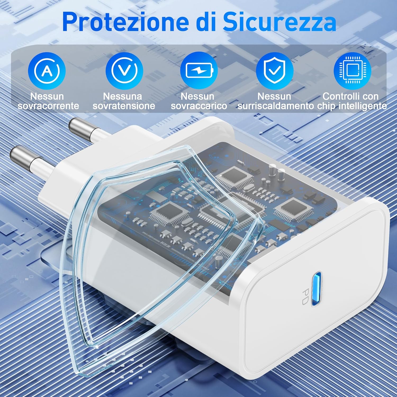 Caricatore USB C 45W per Samsung + Cavo 2M, 2 Pezzi Bianchi - immagine 4