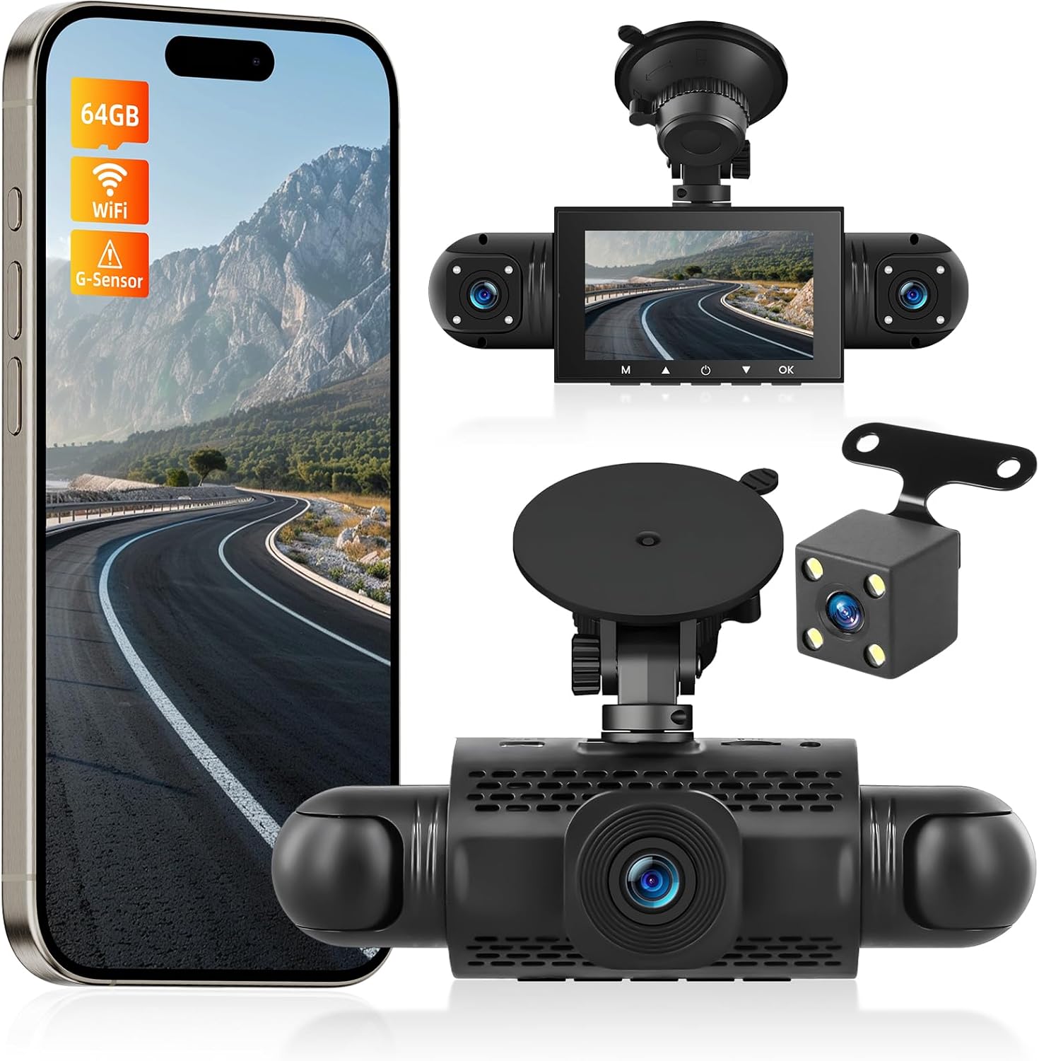 Nhopeew Dashcam 4 Canali 360° 1080P per Auto - immagine 1