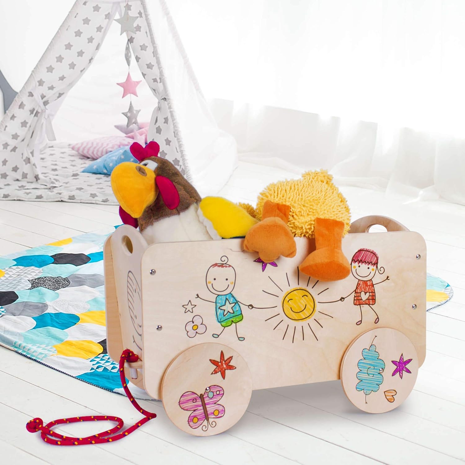 Dida - Carretto Trainabile in Legno Bimbi Allegri - immagine 2