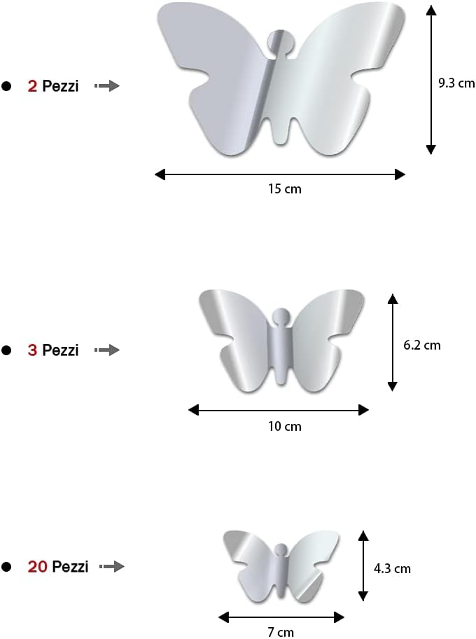 Farfalle 3D Specchio Adesivi Murali Acrilico 25 Pezzi - immagine 2