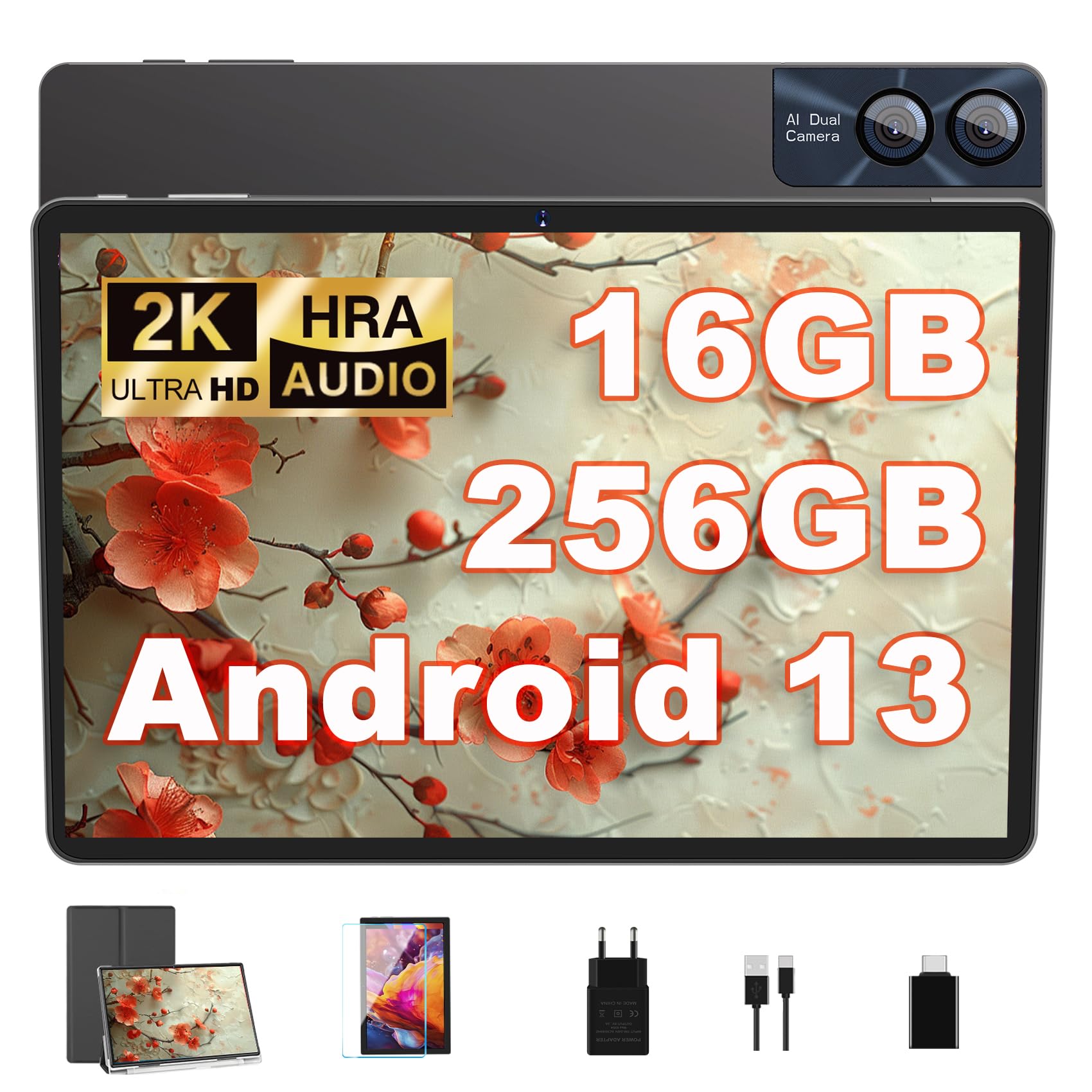 Tablet Touch 11 Pollici Android 13, 16GB RAM+256GB ROM