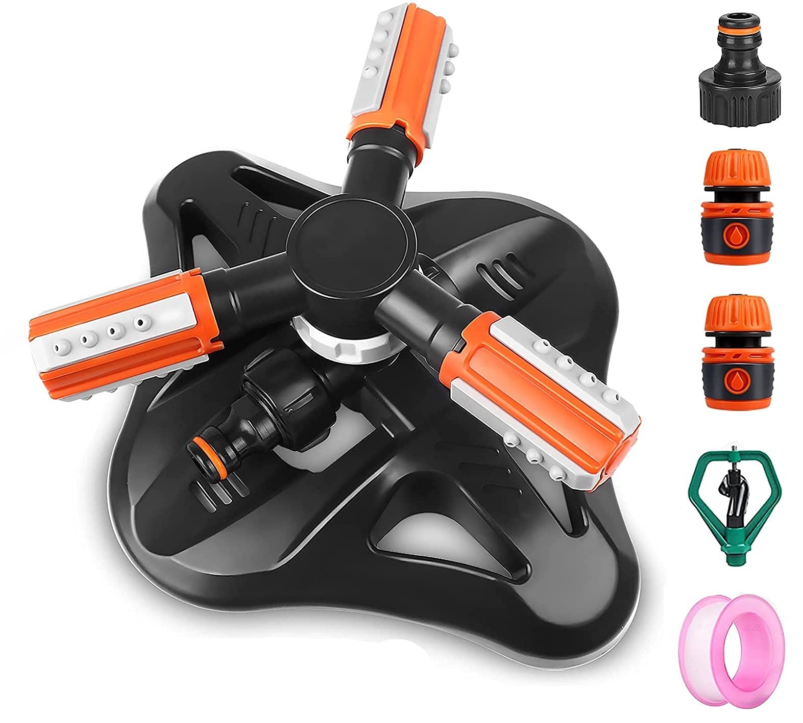 Kaheign Irrigatore da Giardino 3 Braccia Rotante 360°