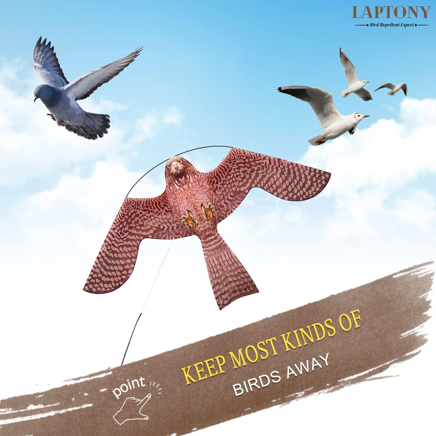 Laptony Uccello Spaventatore Aquilone con Asta 4m - immagine 2