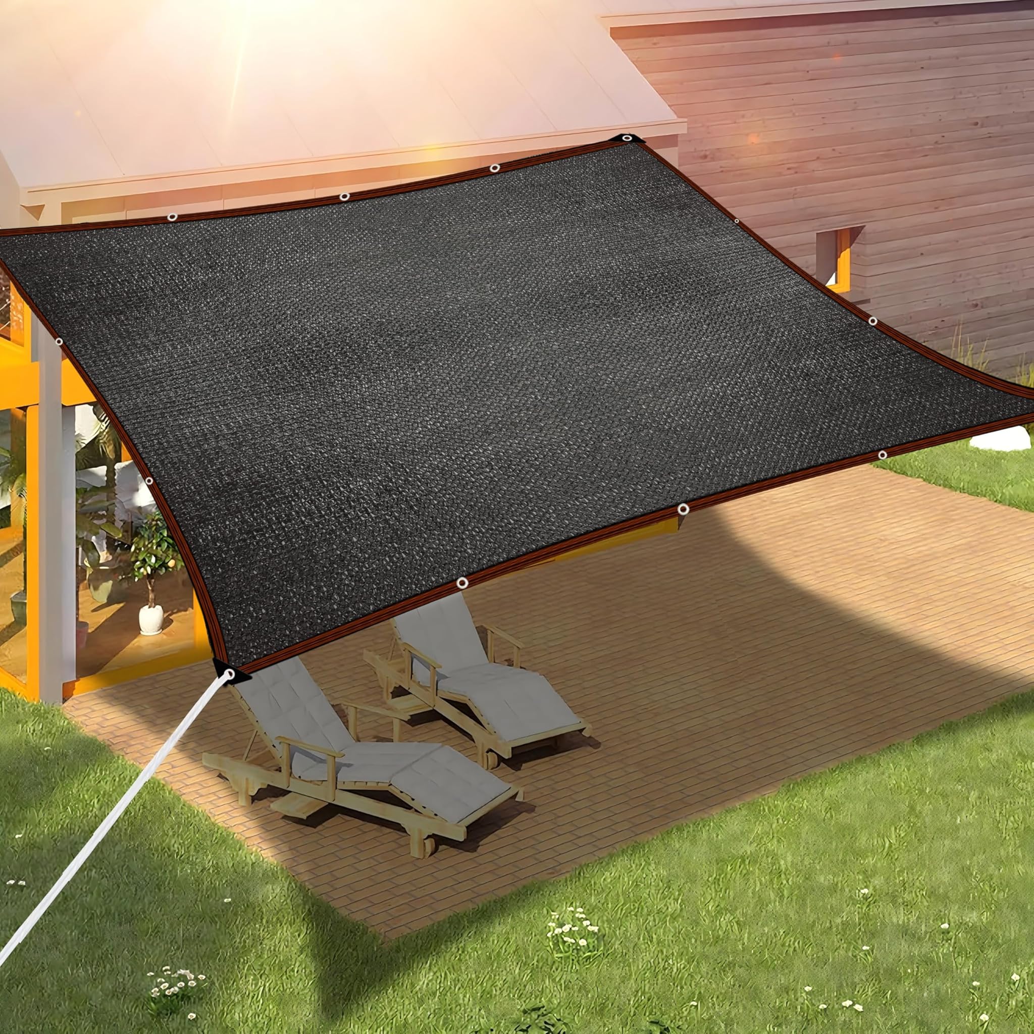 Wlbxdrzk Rete Ombreggiante 70% con Occhielli 4x5m, Nera