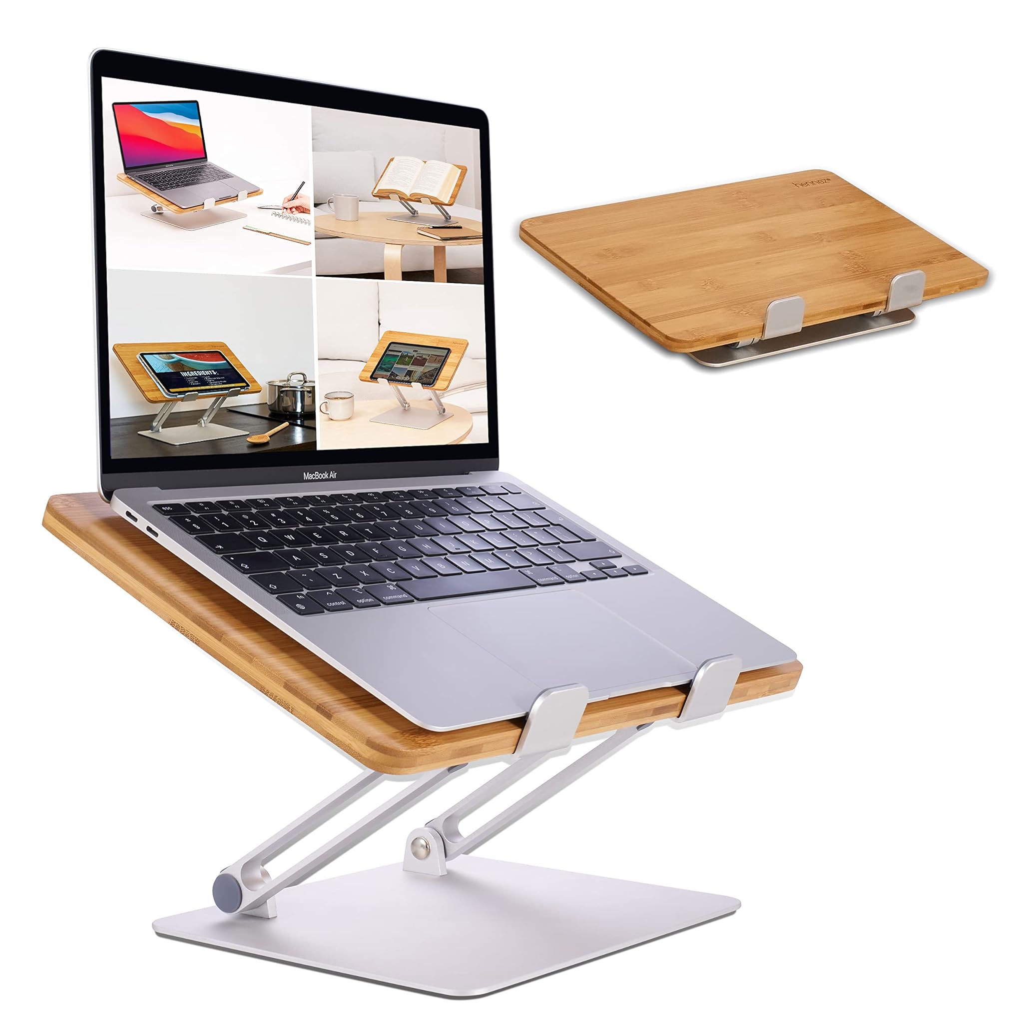 Hennez Supporto per Laptop in Legno Regolabile