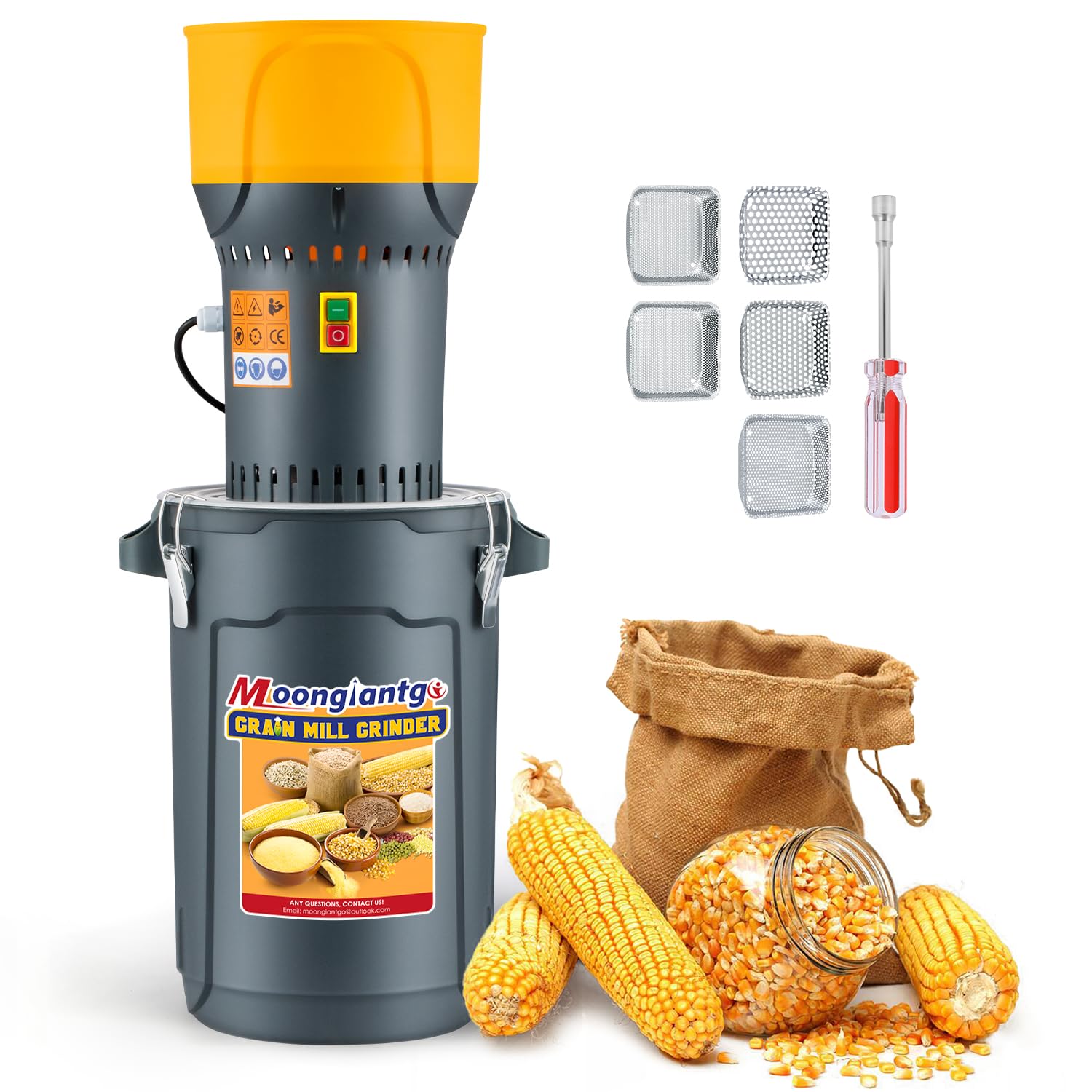 Moongiantgo Mulino Elettrico per Cereali 1300W 25L