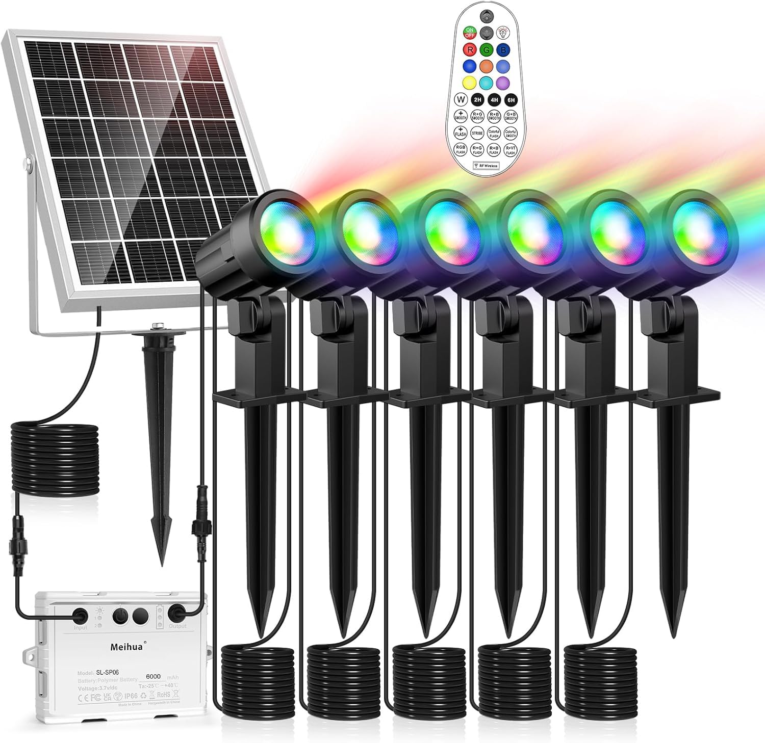 Meihua Faretti Solari Esterno RGB 10 Colori, 6 Pezzi