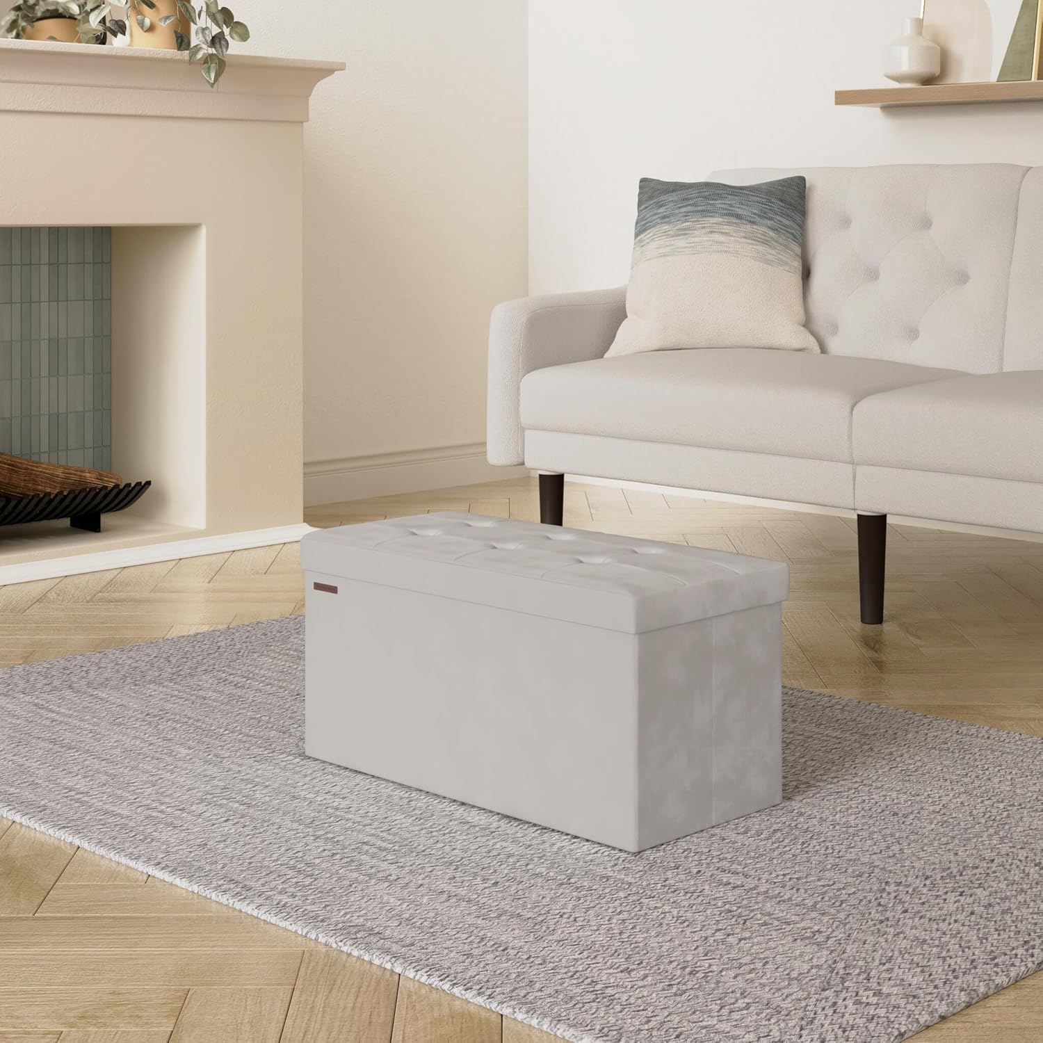 Songmics Cassapanca Pouf Contenitore Pieghevole 38x76x38 cm - immagine 2