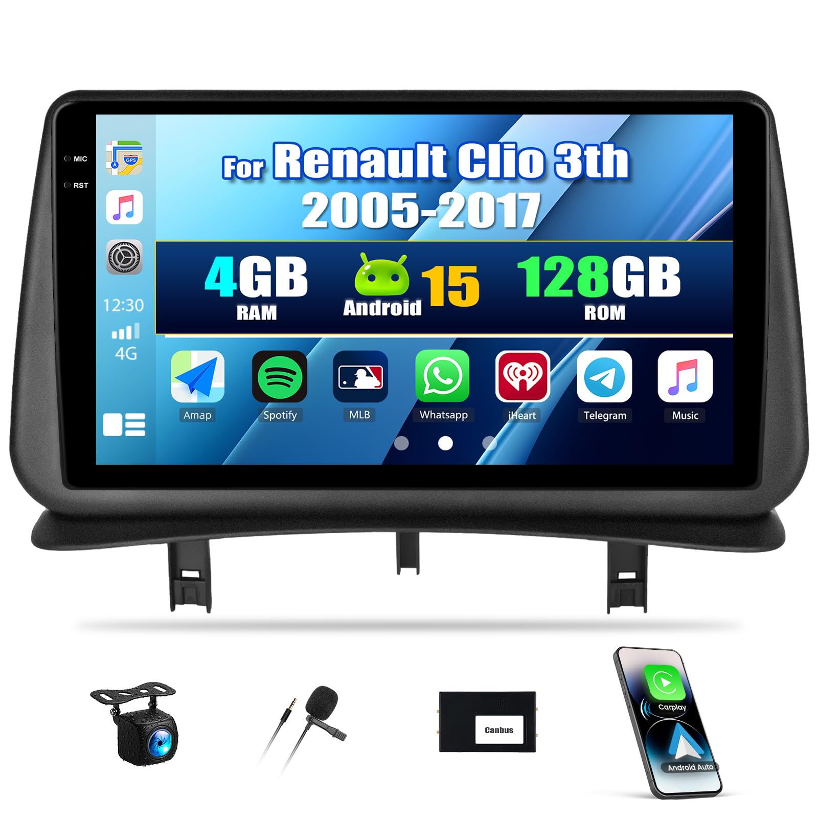 Sixwin Android 15 Autoradio per Renault Clio 3th 9'' HD