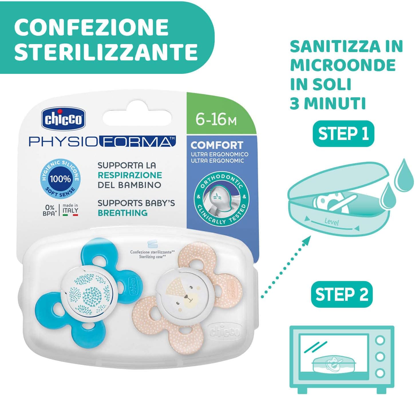 Chicco PhysioForma Succhietto Comfort 6-16 Mesi, Azzurro - immagine 10