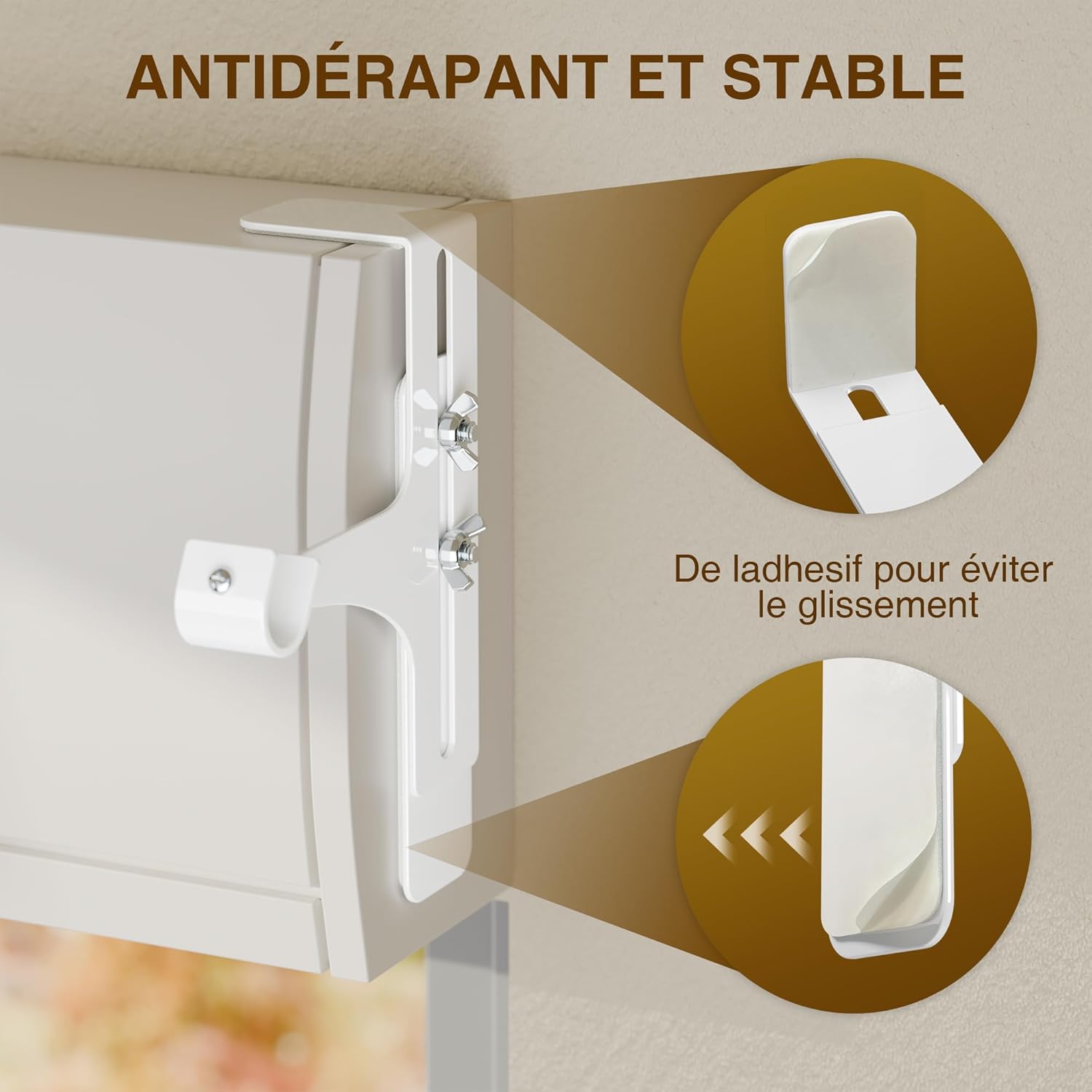 Set 2 Supporti Aste Tende Senza Foratura, Bianco - immagine 4