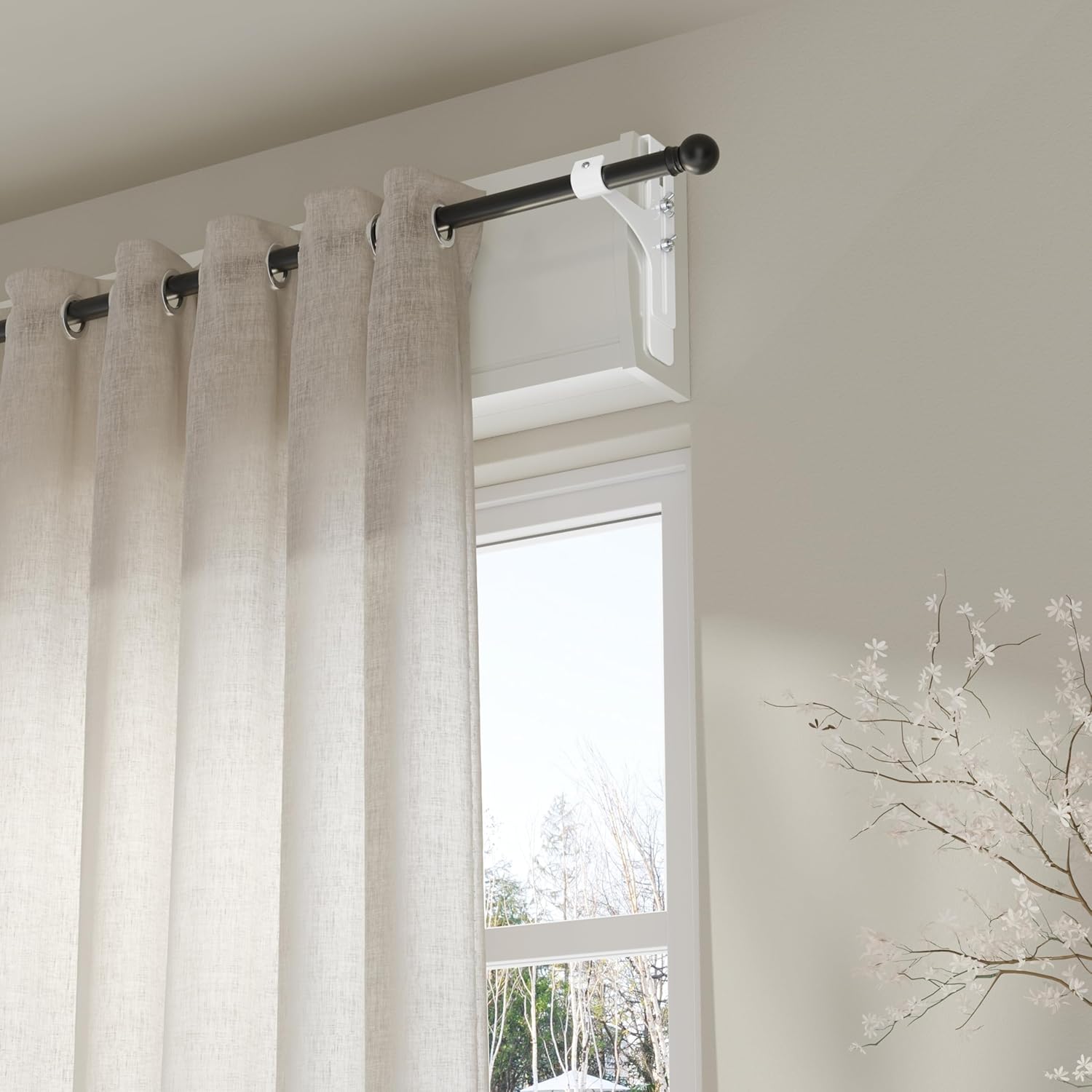 Set 2 Supporti Aste Tende Senza Foratura, Bianco - immagine 7