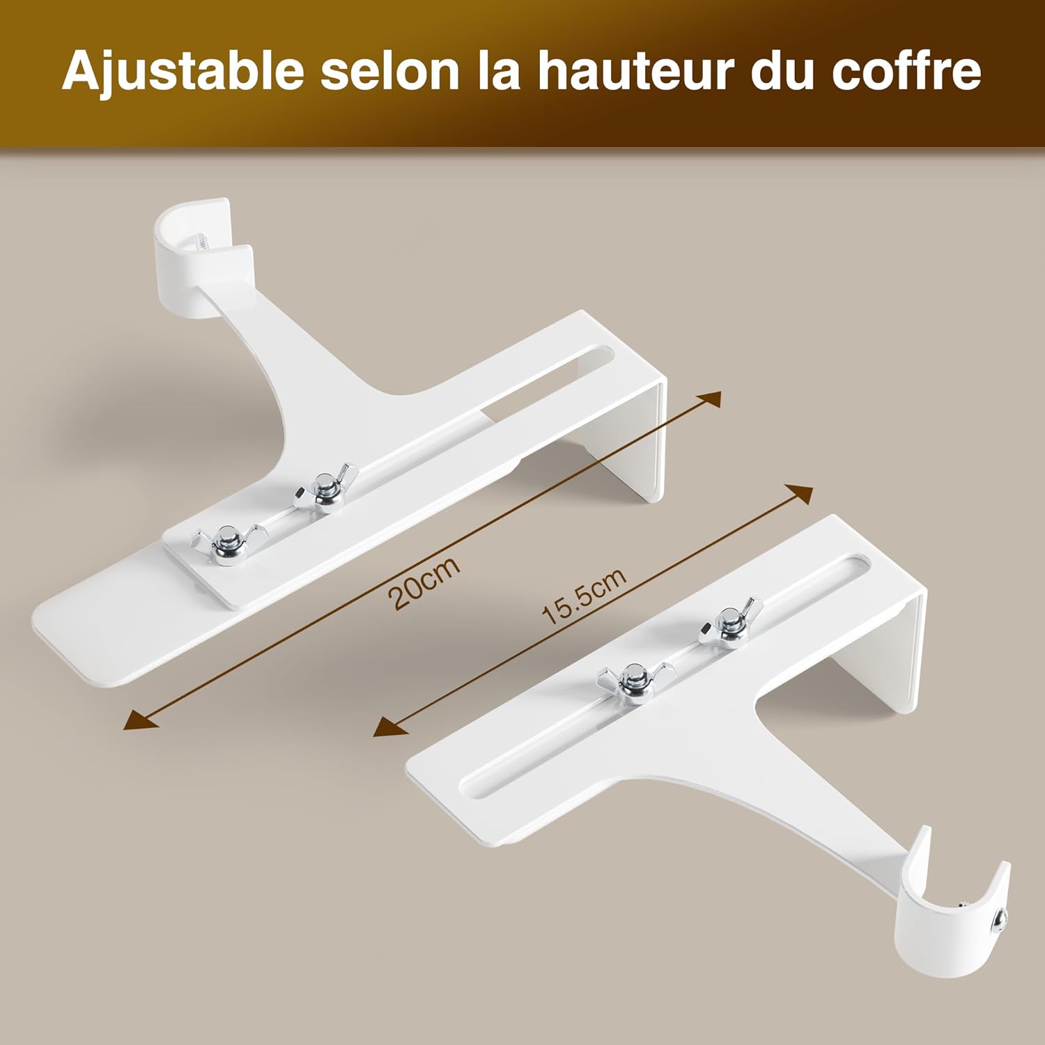 Set 2 Supporti Aste Tende Senza Foratura, Bianco - immagine 8