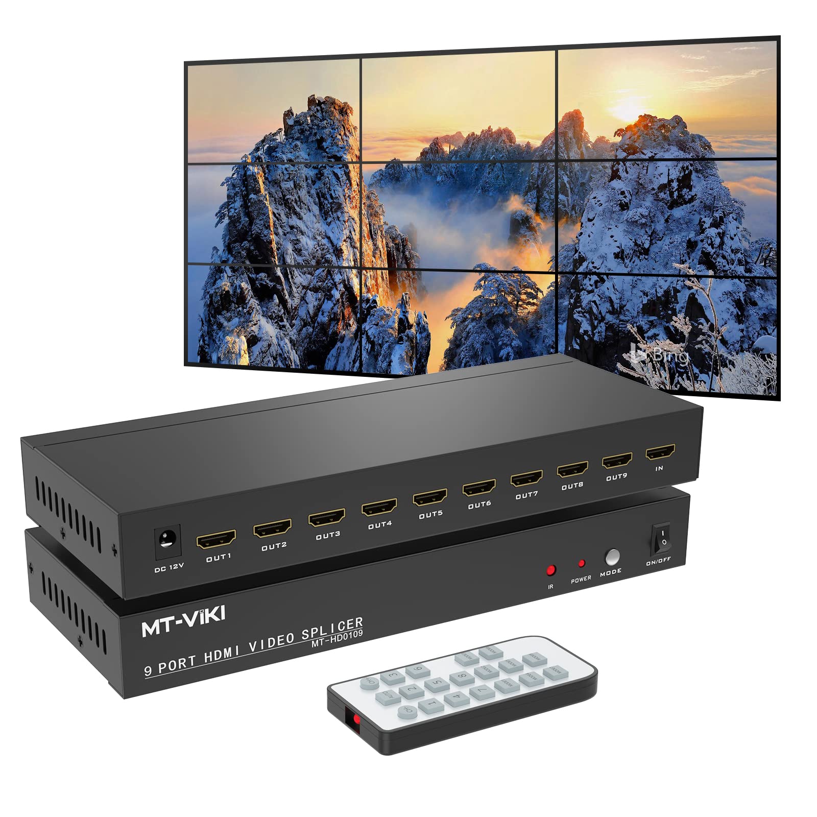 Mt-viki 4K 3x3 HDMI Video Wall Controller 1 in 9 Out