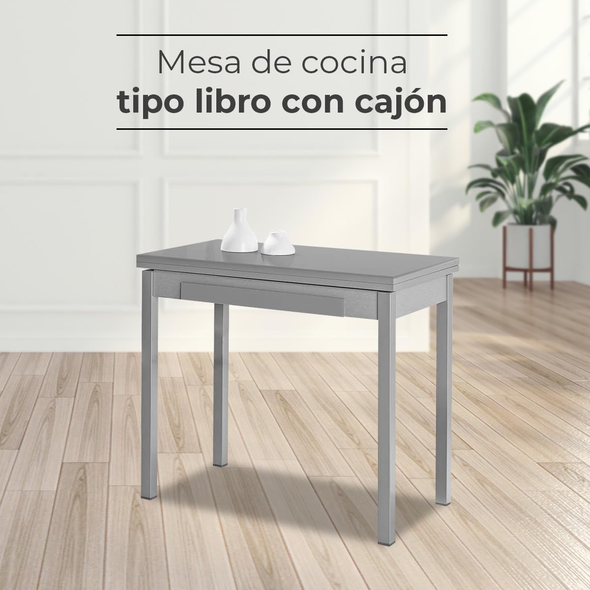 ASTIMESA Tavolo da cucina tipo libro grigio 80 x 40 cm - immagine 3