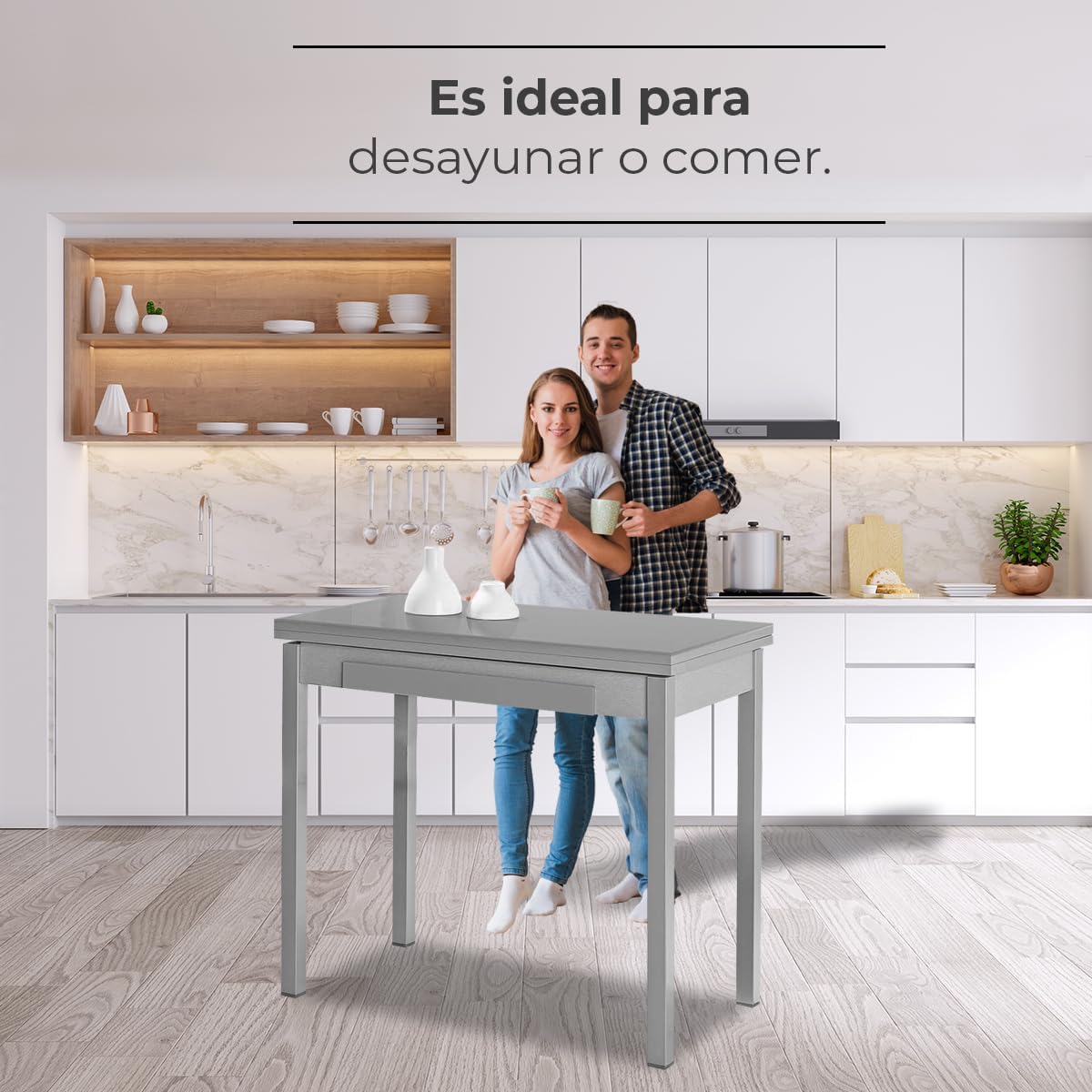 ASTIMESA Tavolo da cucina tipo libro grigio 80 x 40 cm - immagine 5