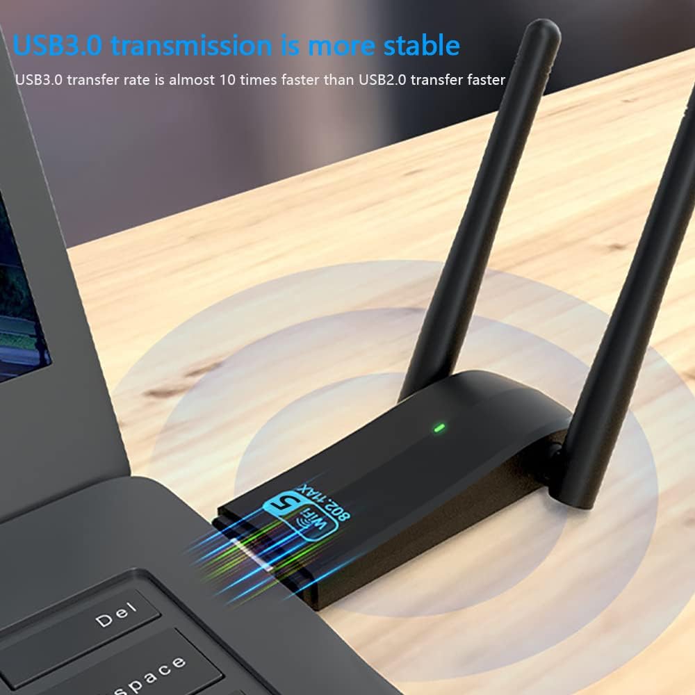 USB Wifi Antenna Ricevitore 3.0 Dual Band 1300M, Nero - immagine 6