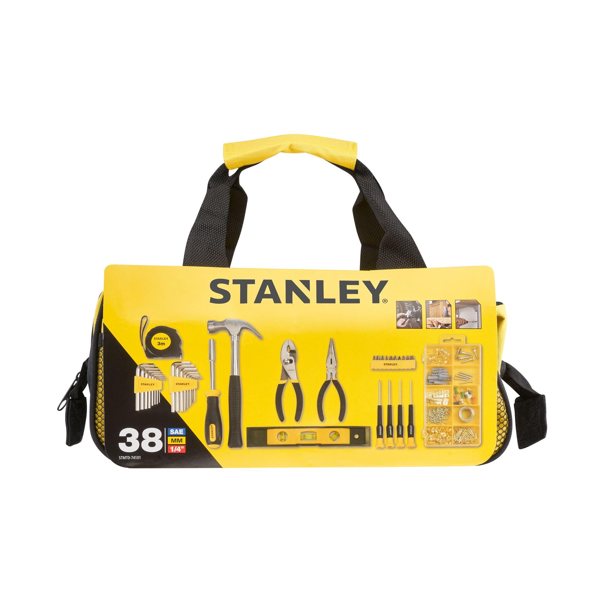 Stanley Stmt0-74101 - Set Attrezzi Misti 38 Pezzi, Nero Giallo