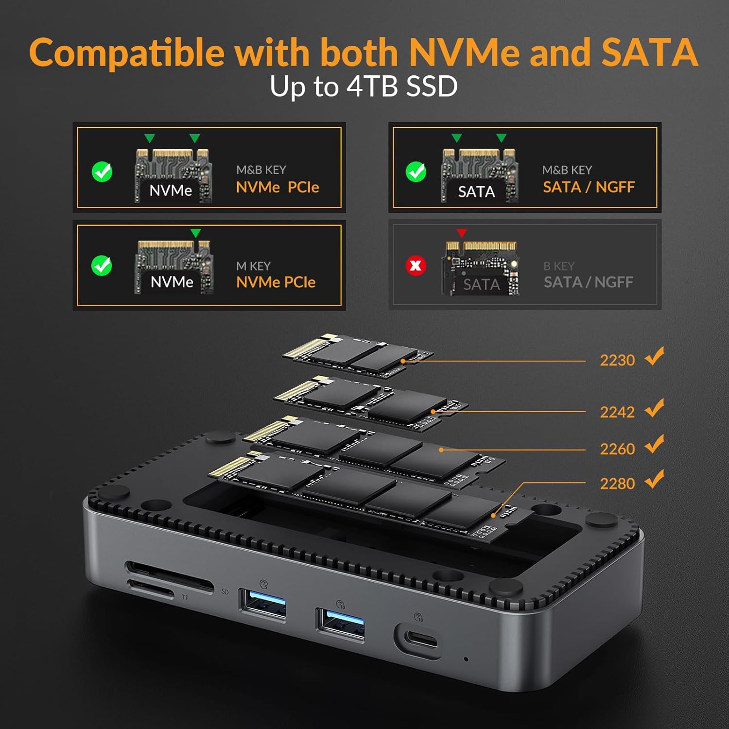 Idsonix Hub USB-C con Case SSD M.2 NVMe/SATA 10 Gbps - immagine 3