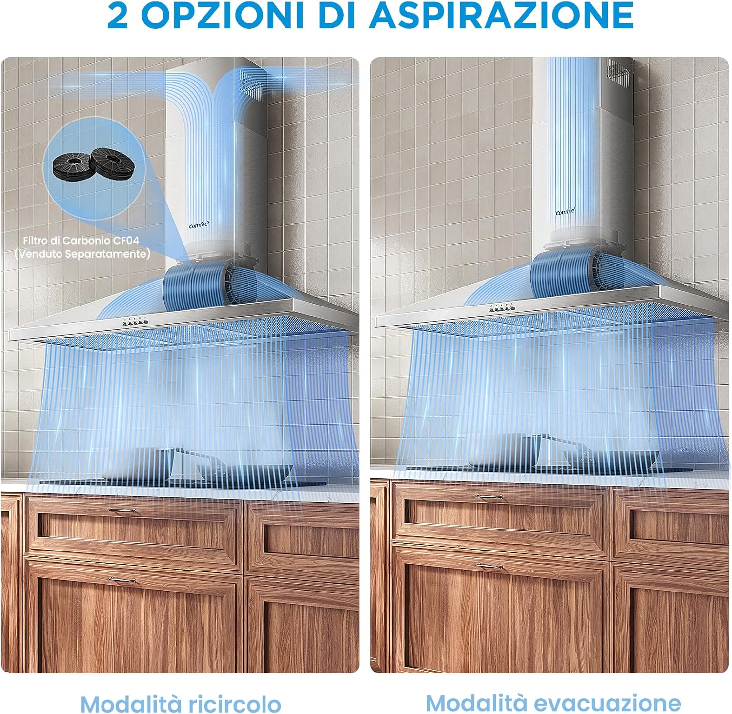 Comfee' Cappa Aspirante 90 cm PYRA17SS-90 Acciaio Inox - immagine 6