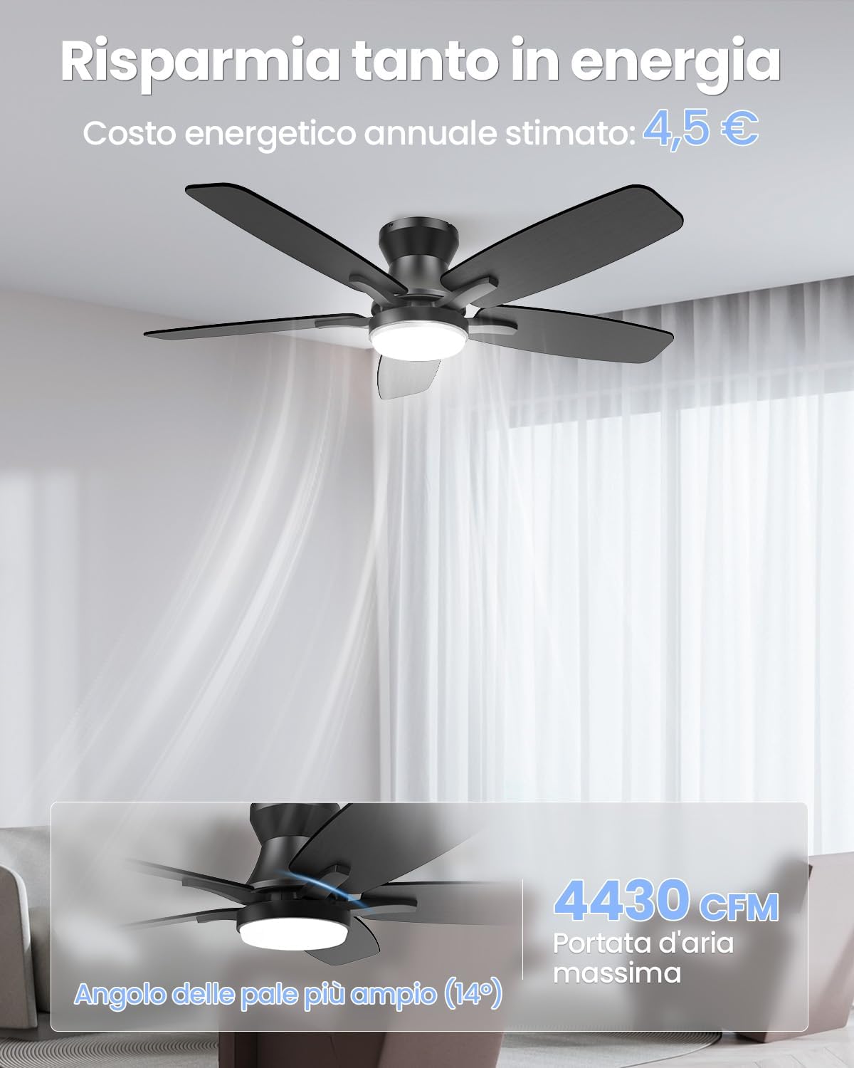 Airwit Ventilatore da Soffitto con Luce 106cm - immagine 2