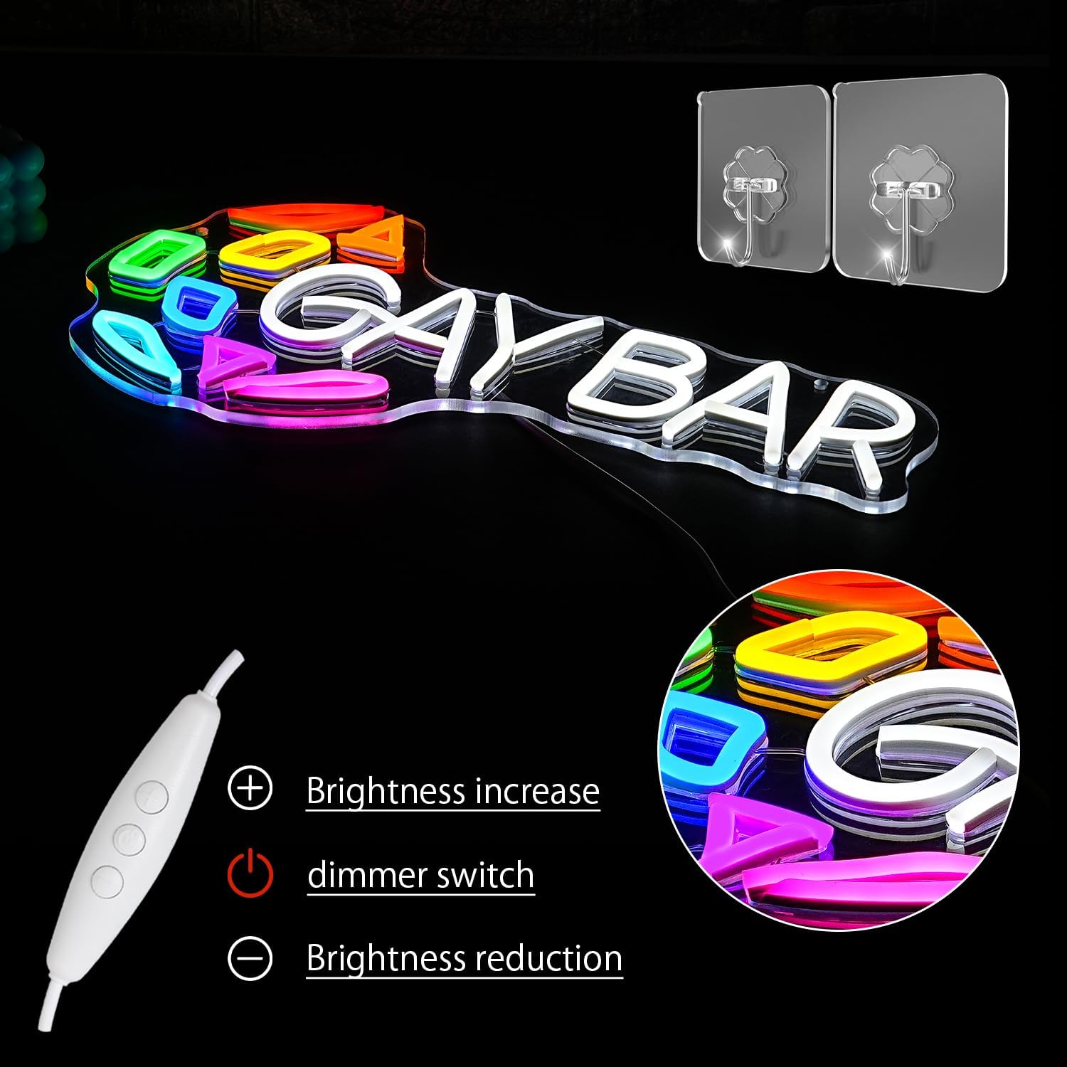 Bar Open Neon - Insegna LED Arcobaleno - immagine 3