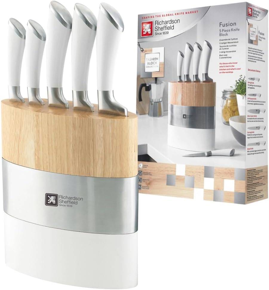Richardson Sheffield Fusion - Set 5 Coltelli da Cucina, Bianco - immagine 1