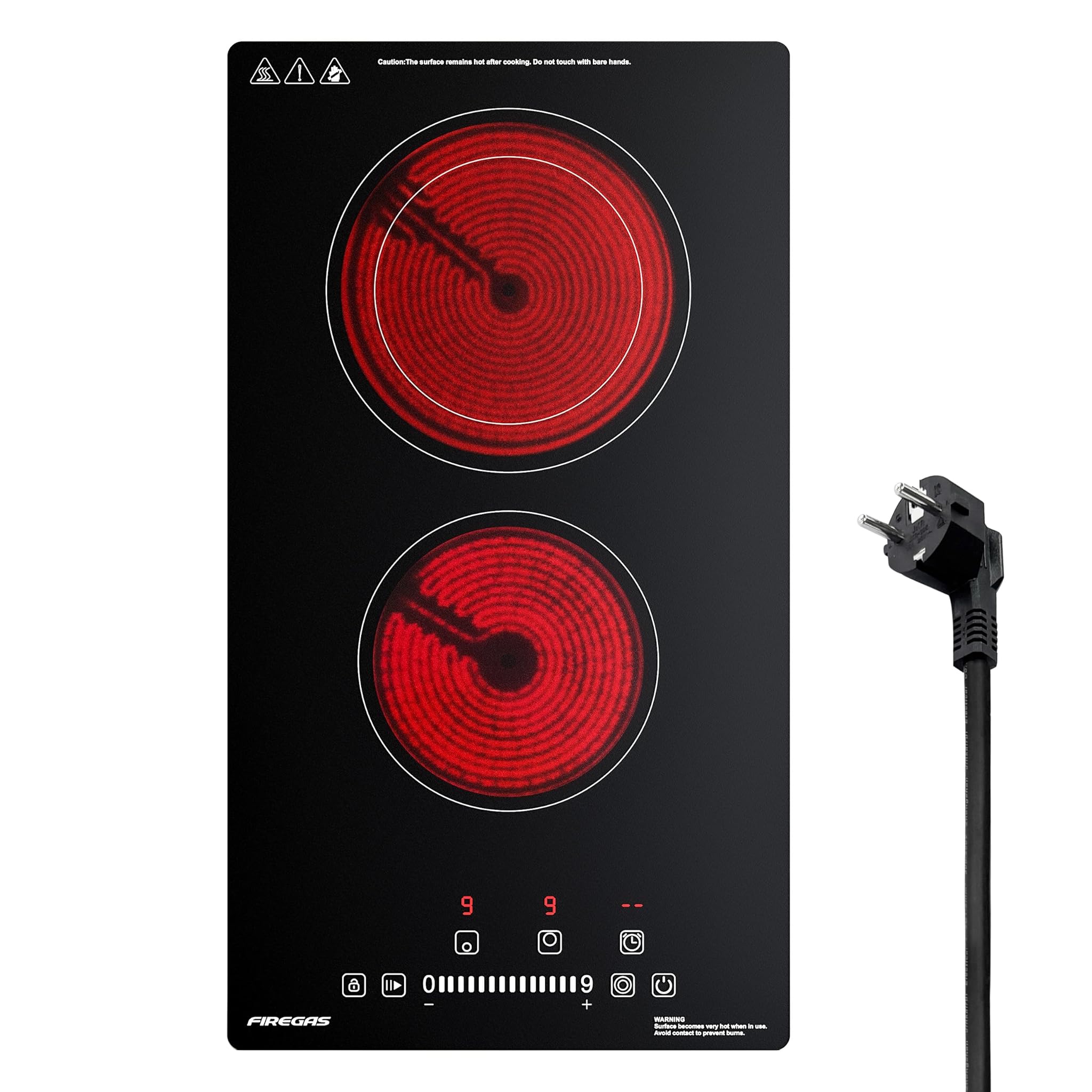 Firegas Piano Cottura Vetroceramica 2 Fuochi 3400W