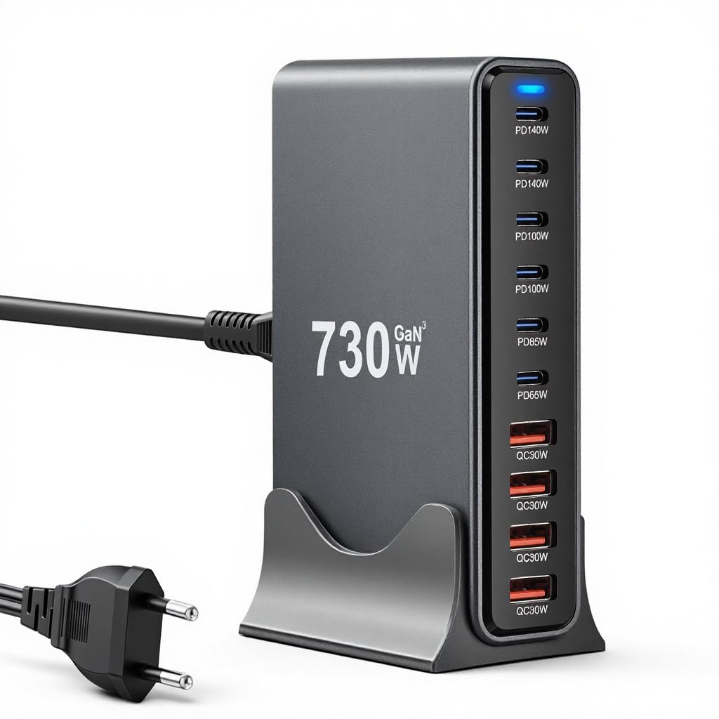 Caricatore USB C 730W Gan III 10 Porte