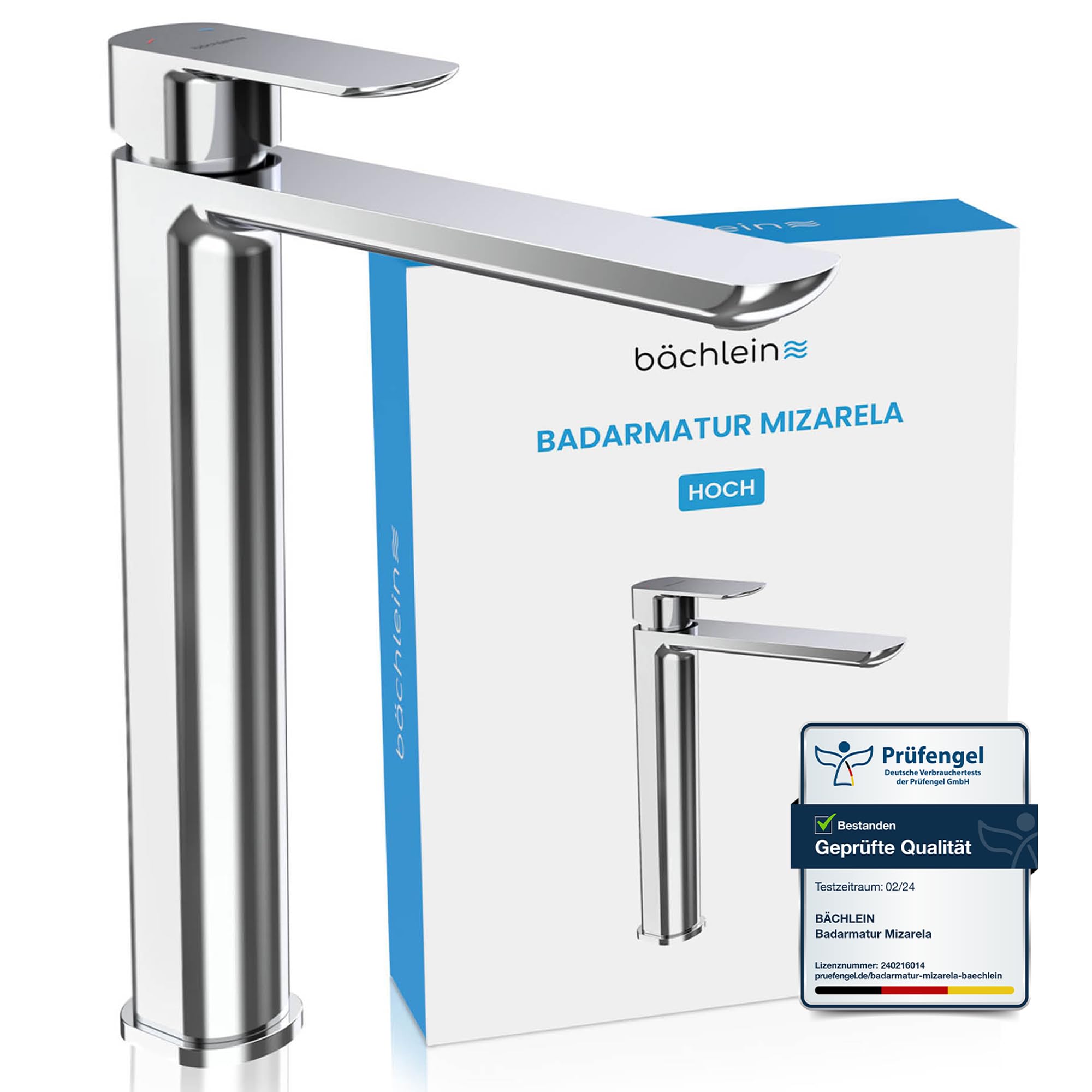 Bächlein Rubinetto Bagno Mizarela Alto Cromato