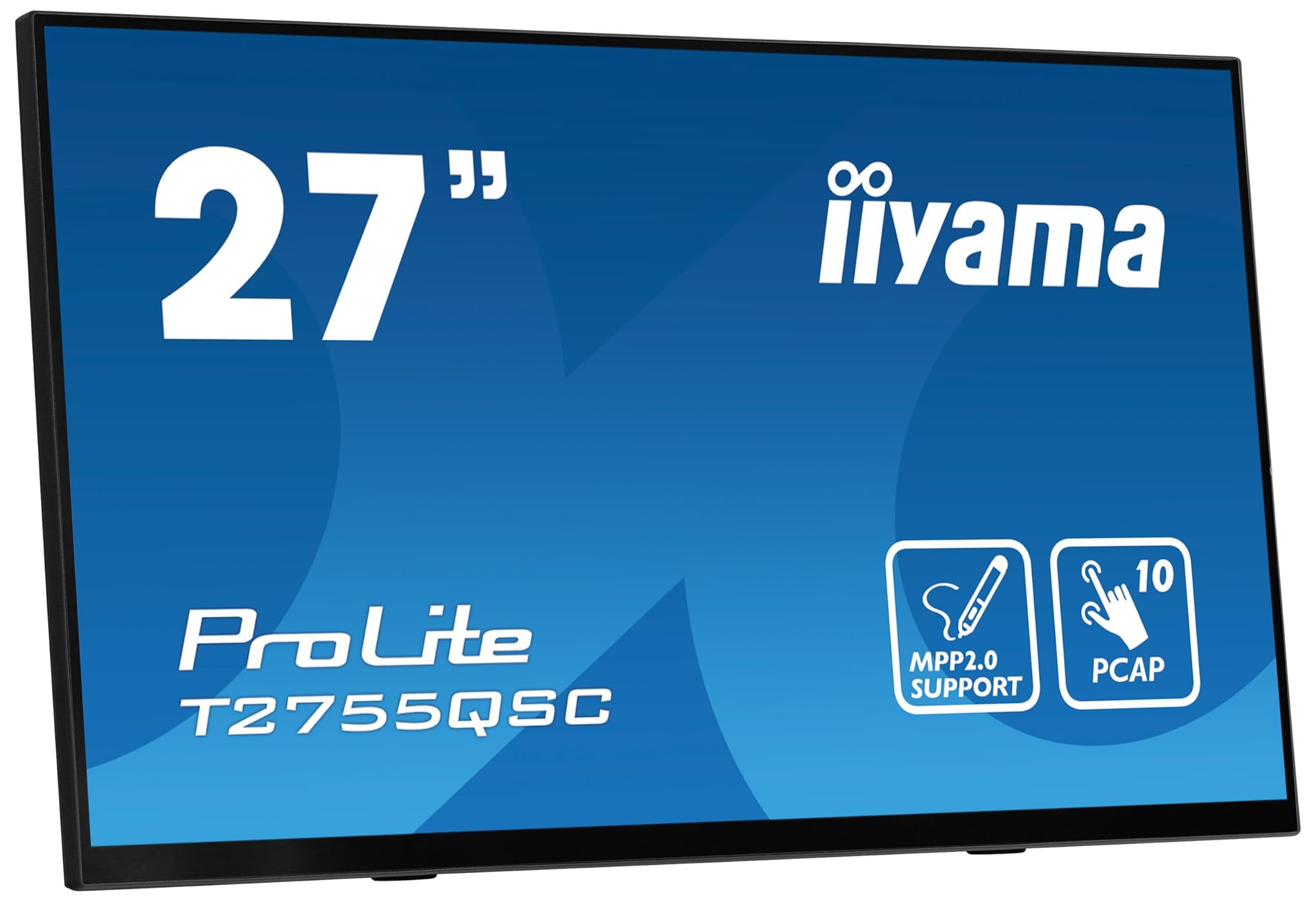iiyama Monitor touchscreen da 27" T2755QSC-B1 Optical Bonded PCAP 10pt con vetro edge-to-edge, supporto tecnologia stilo attivo (MPP 2.0), rivestimento anti-impronta