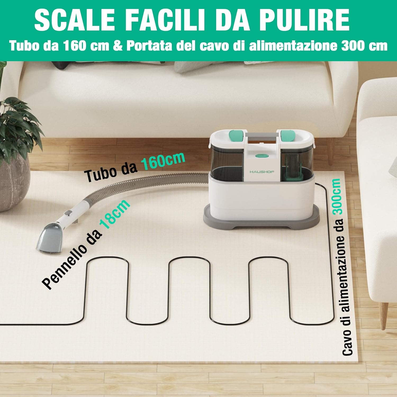 Haushof StainZapper Pro - Lavatappeti Portatile 450W - immagine 7