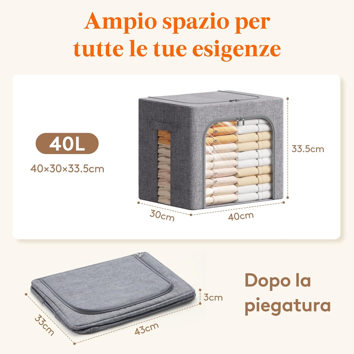 Lifewit Scatole per Armadio Rigide con Cerniera (3 pz) - immagine 4