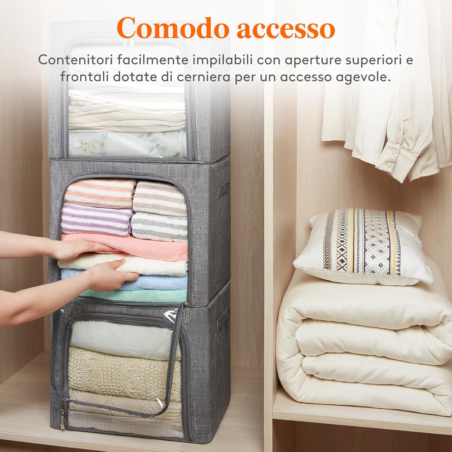 Lifewit Scatole per Armadio Rigide con Cerniera (3 pz) - immagine 5