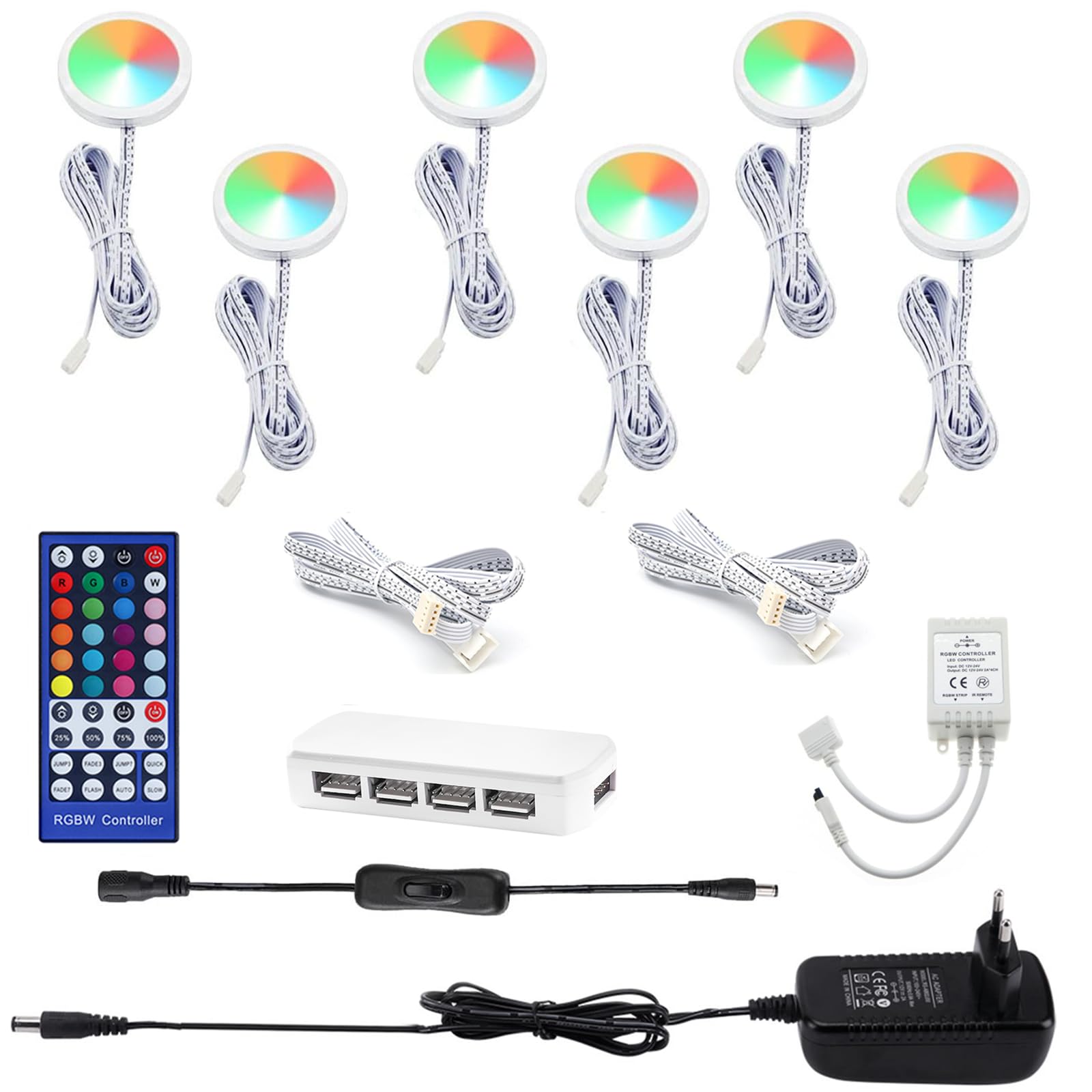 Aiboo Lampada Incasso RGB LED con Telecomando (6 pz)