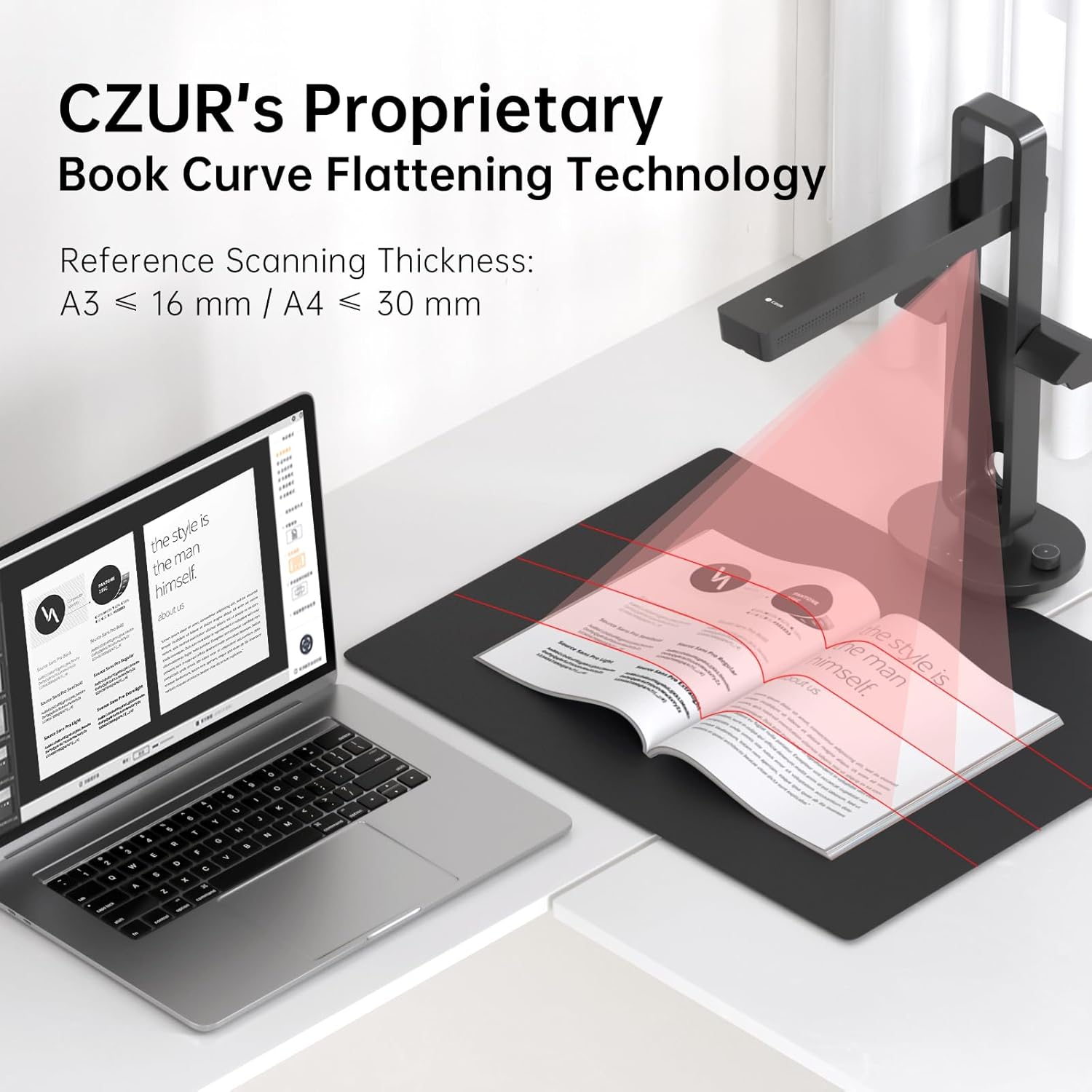 Czur Aura Pro - Scanner Portatile Libri e Documenti A3 - immagine 3