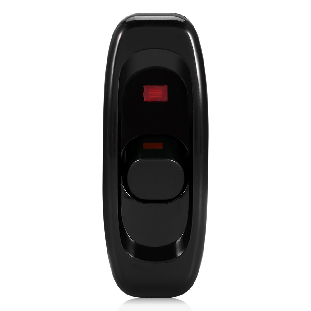 Tyenaza Interruttore per elettrodomestici ON/OFF in linea Lampada da tavolo Interruttore del cavo della luce della scrivania Interruttore del cavo con indicatore luminoso a LED AC 250V 10A(Nero)