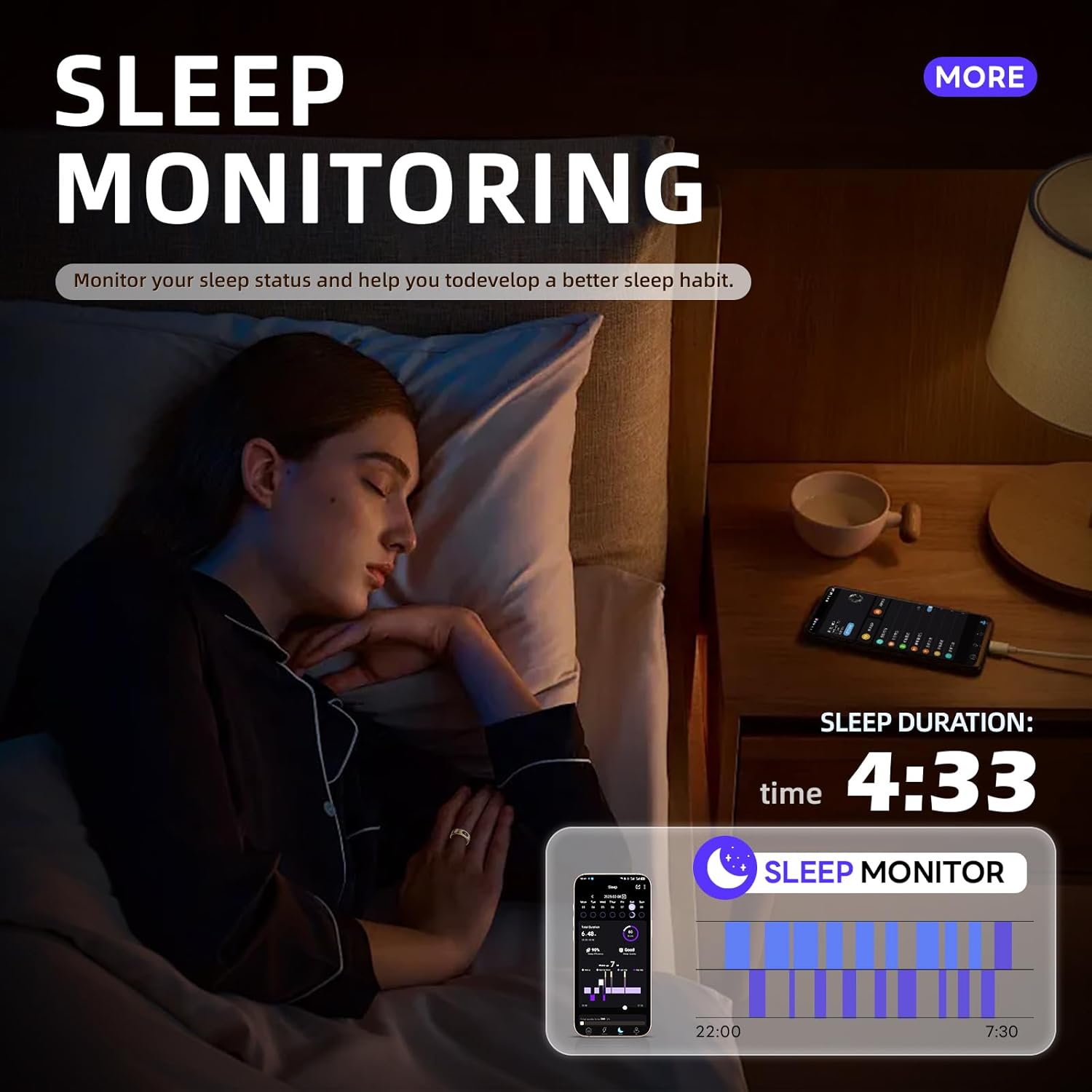 Smart Ring per Uomini e Donne - Nero, Taglia 9 - immagine 3