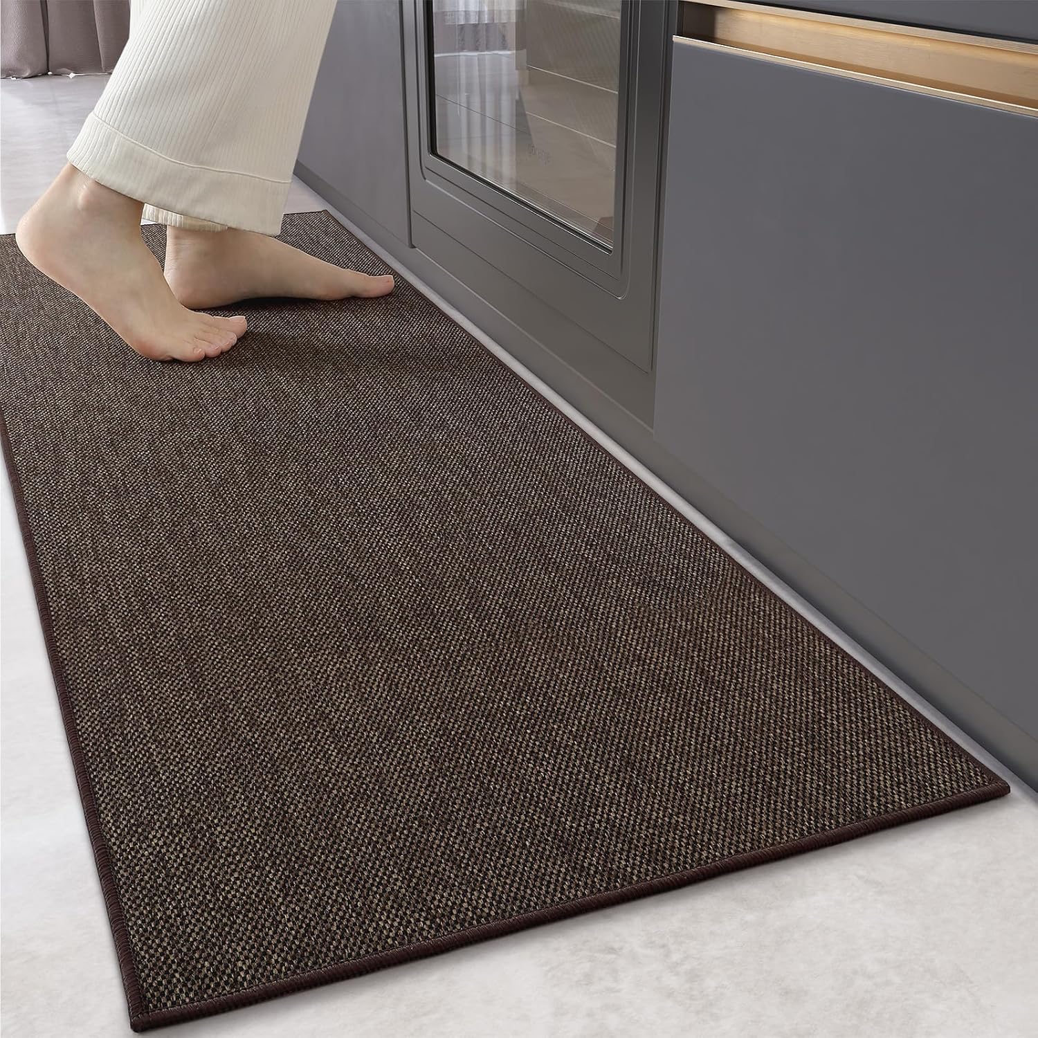 Color&geometry Tappeto Cucina Antiscivolo Lavabile, Marrone