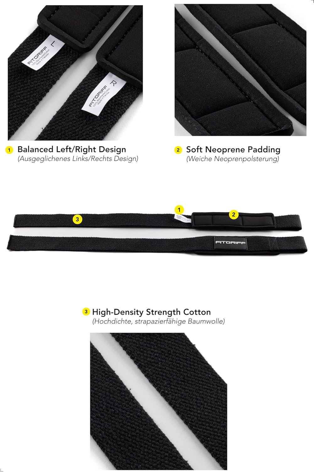 Fitgriff® Straps + Polsini per Palestra (1 Set) - immagine 5