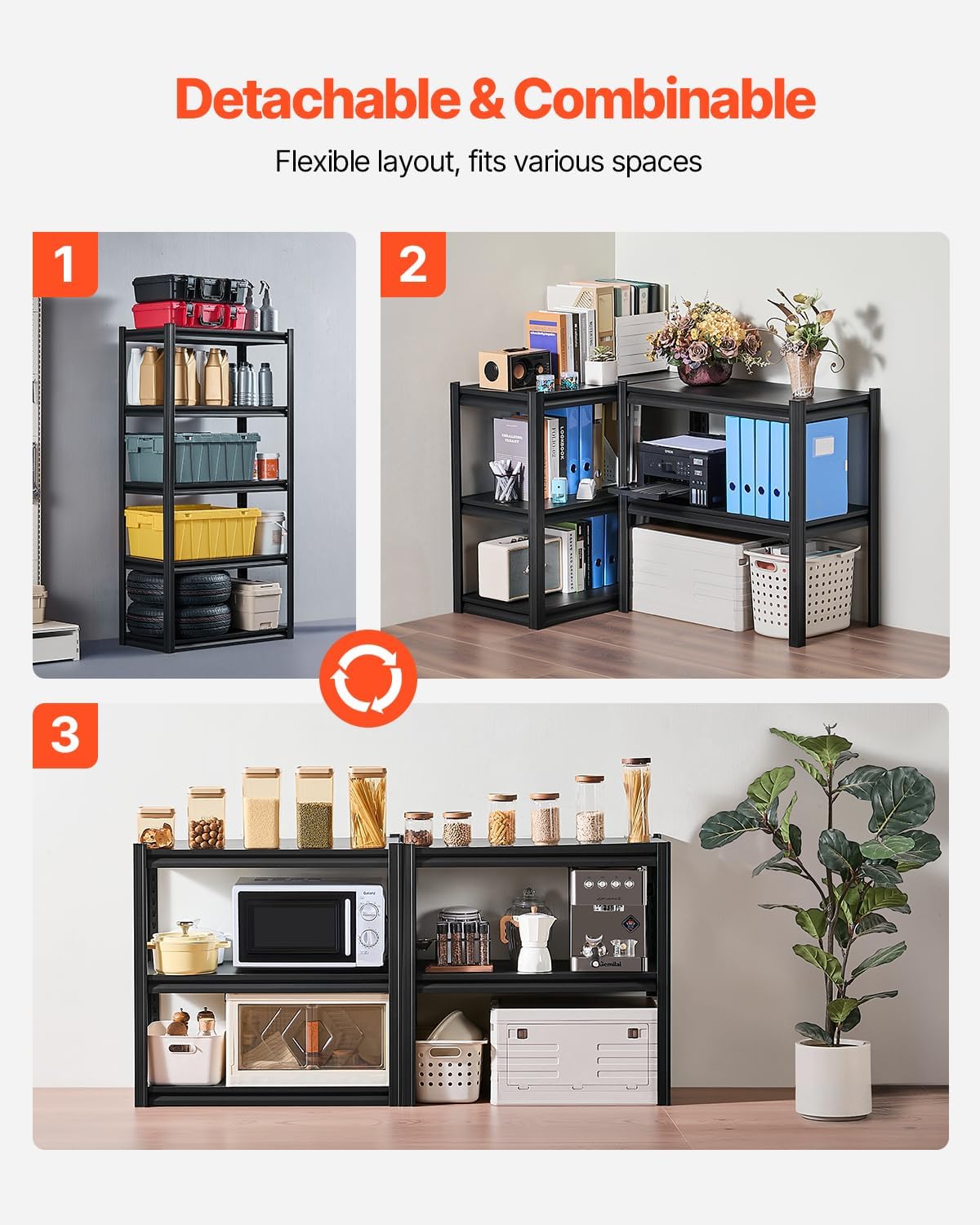 Vevor Scaffali Portaoggetti 5 Livelli, Nero 907 kg - immagine 6