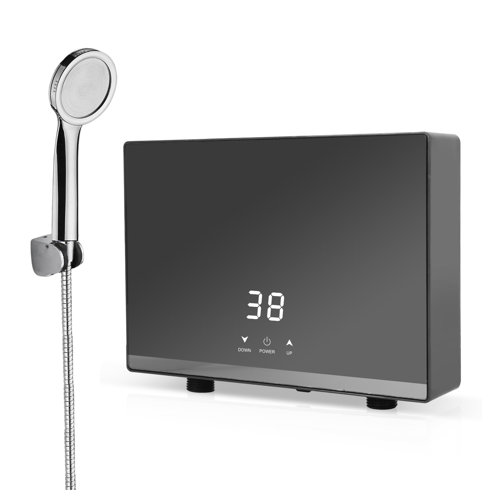 Mini scaldabagno elettrico istantaneo, mini scaldabagno istantaneo Tankless per bagno cucina, spina UE 220 V (nero 5500 W con set doccia)