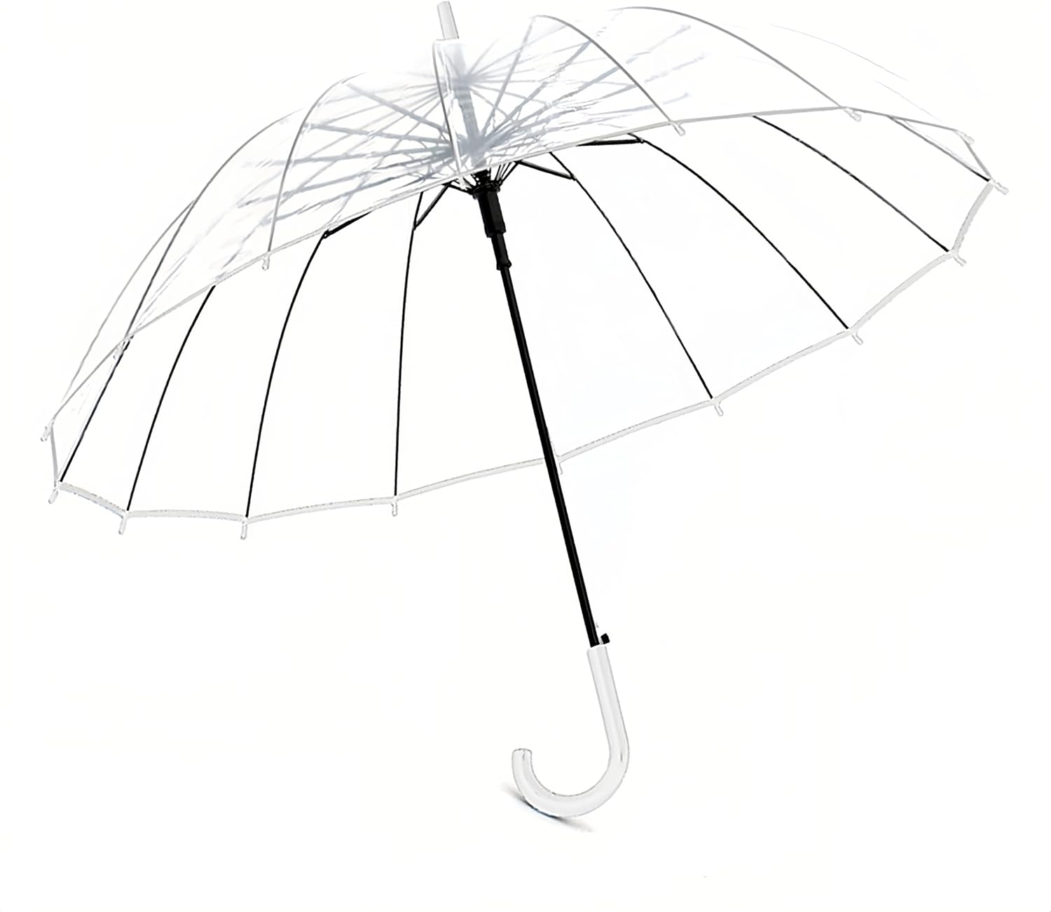 Threeh Ombrello Automatico Trasparente a Cupola, Bianco