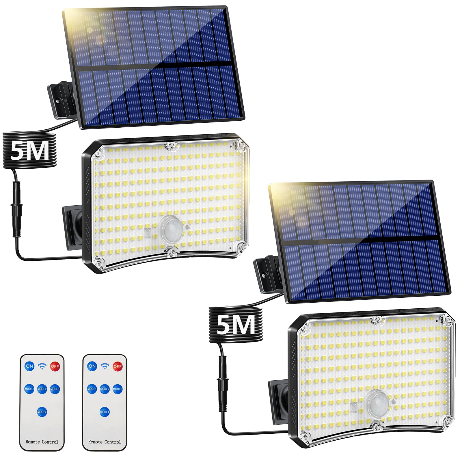 Lampada Solare da Esterno 200LED con Sensore di Movimento (2 pz)