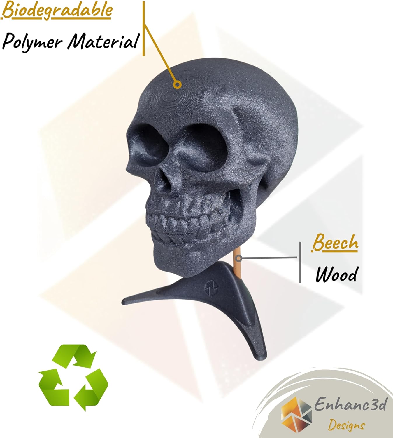 Enhanc3d Designs Supporto Cuffie a Forma di Teschio - immagine 3