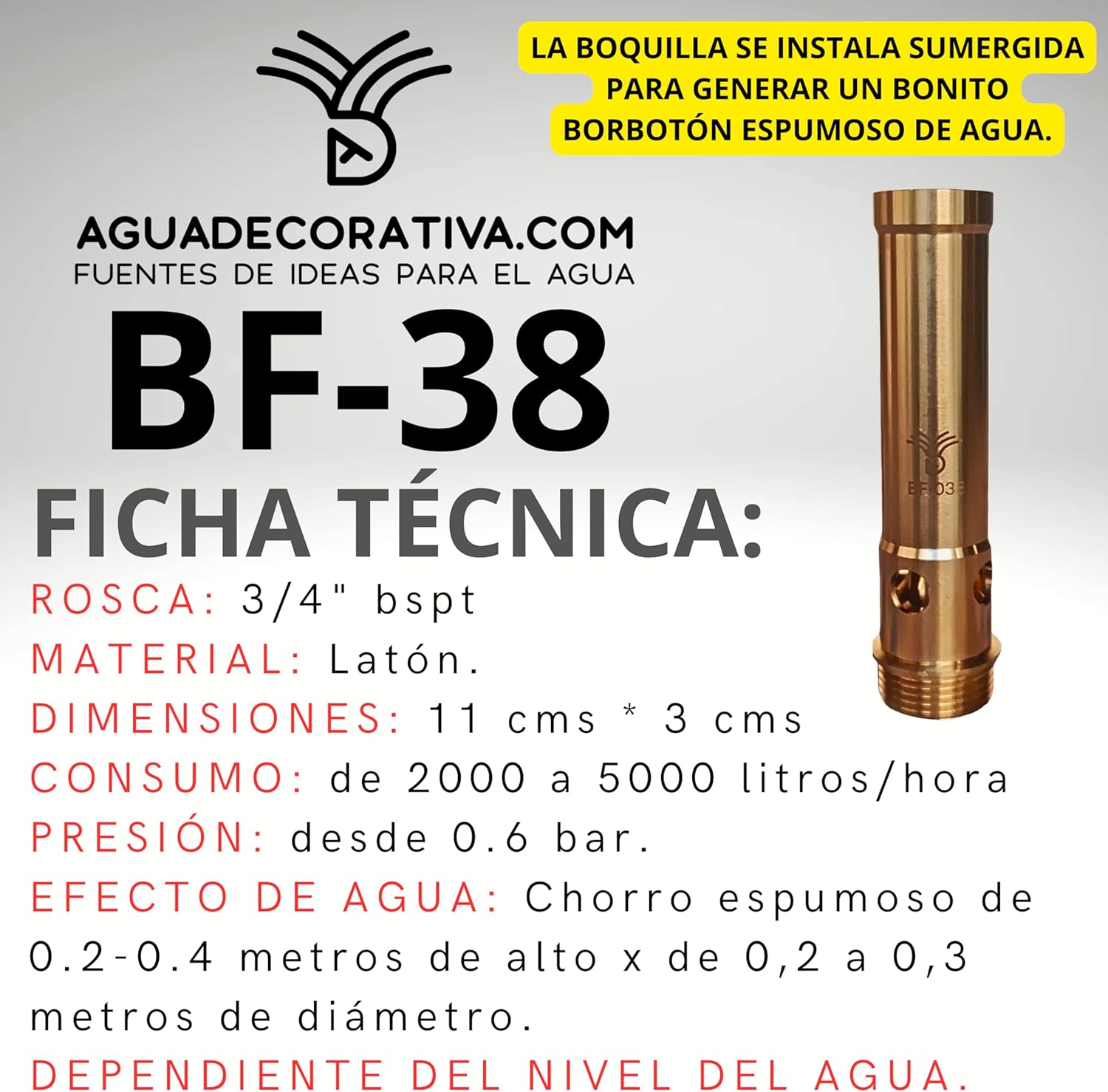 Ugelli Decorativi per Fontana in Ottone 1/2" - immagine 3