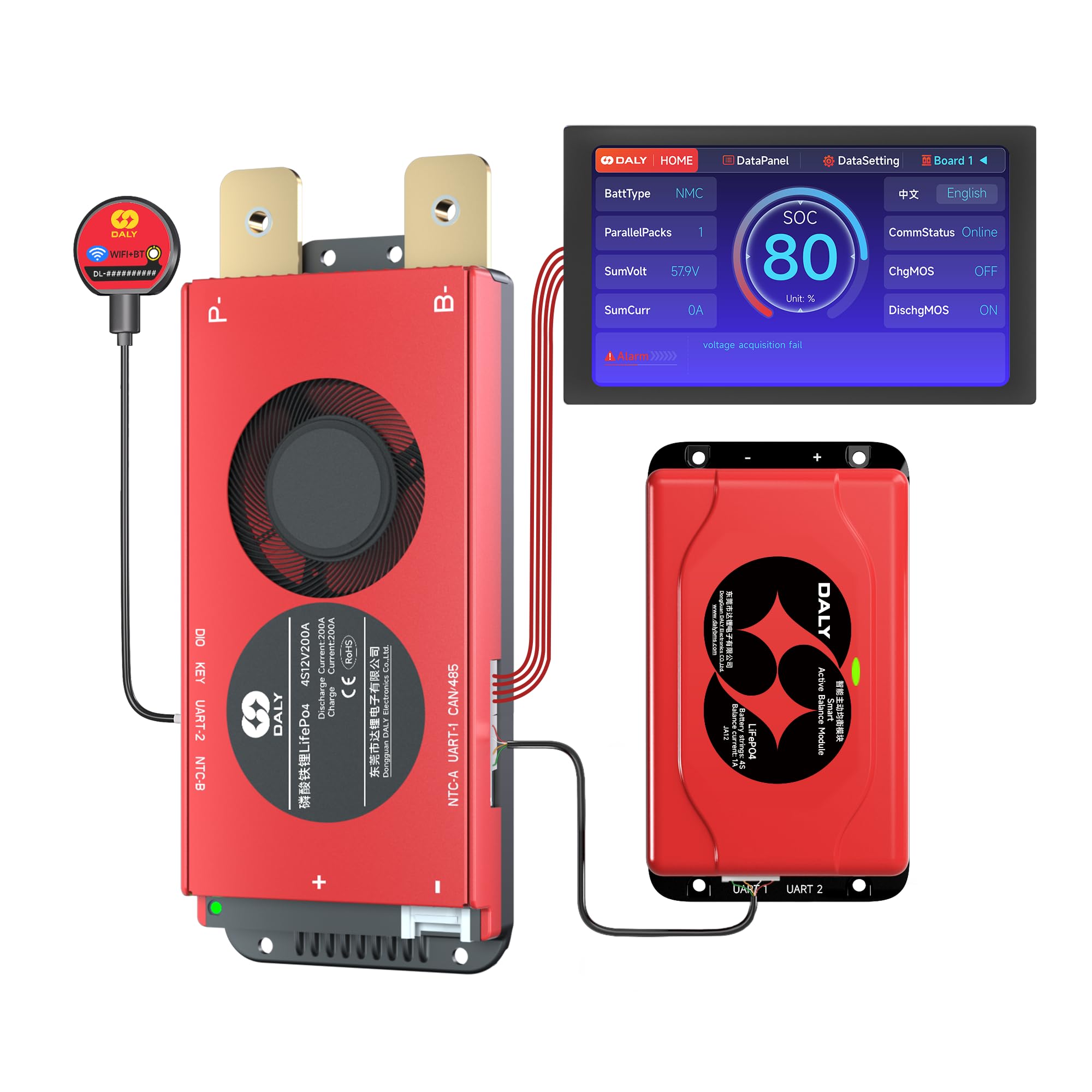 Daly BMS Balance 12V 200A Smart 4S con Display