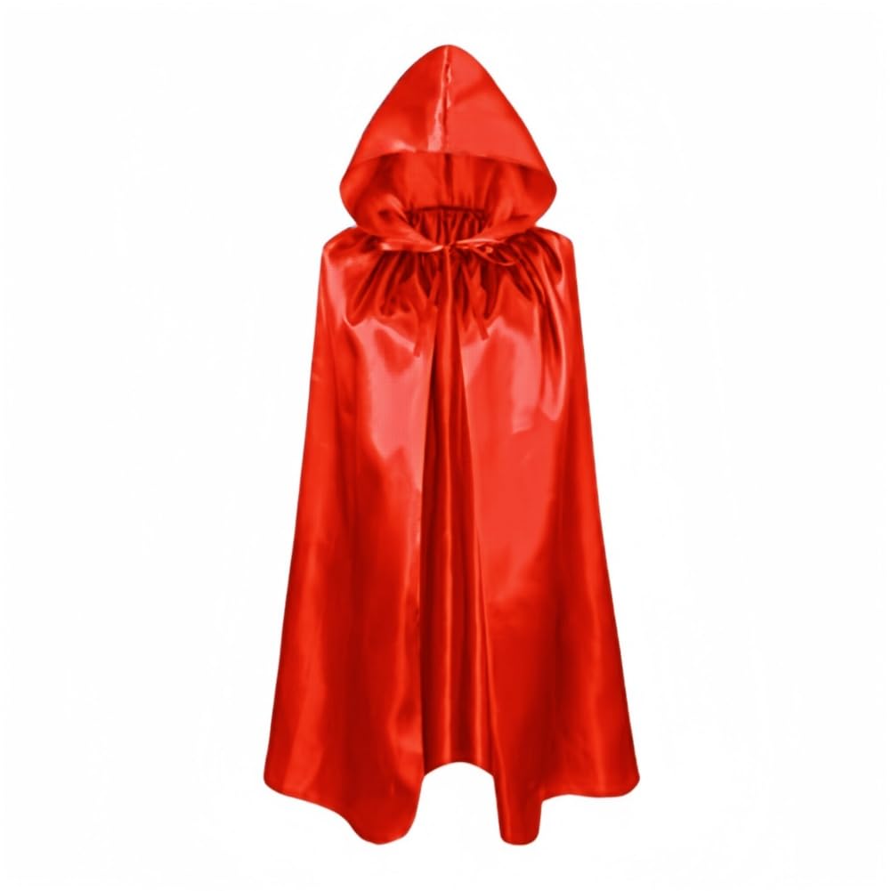 Rosso Mantello con Cappuccio per Bambini e Bambine Mantello con Cappuccio Mantello da Strega Mantello da Vampiro Mantello del Diavolo Halloween Masquerade Natale Cosplay 100cm